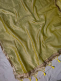 Faux Crush Tissue With Lace Work Banarasi Saree With Blouse/ Green