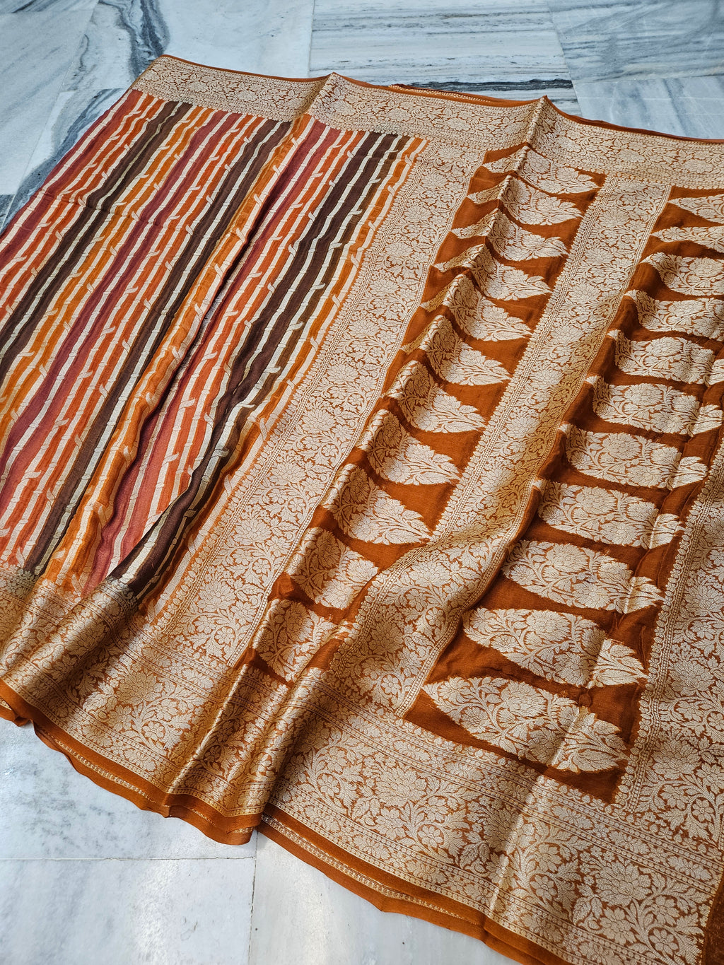 Rangkat Pure Chiffon Banarasi Saree With Handbrush Work