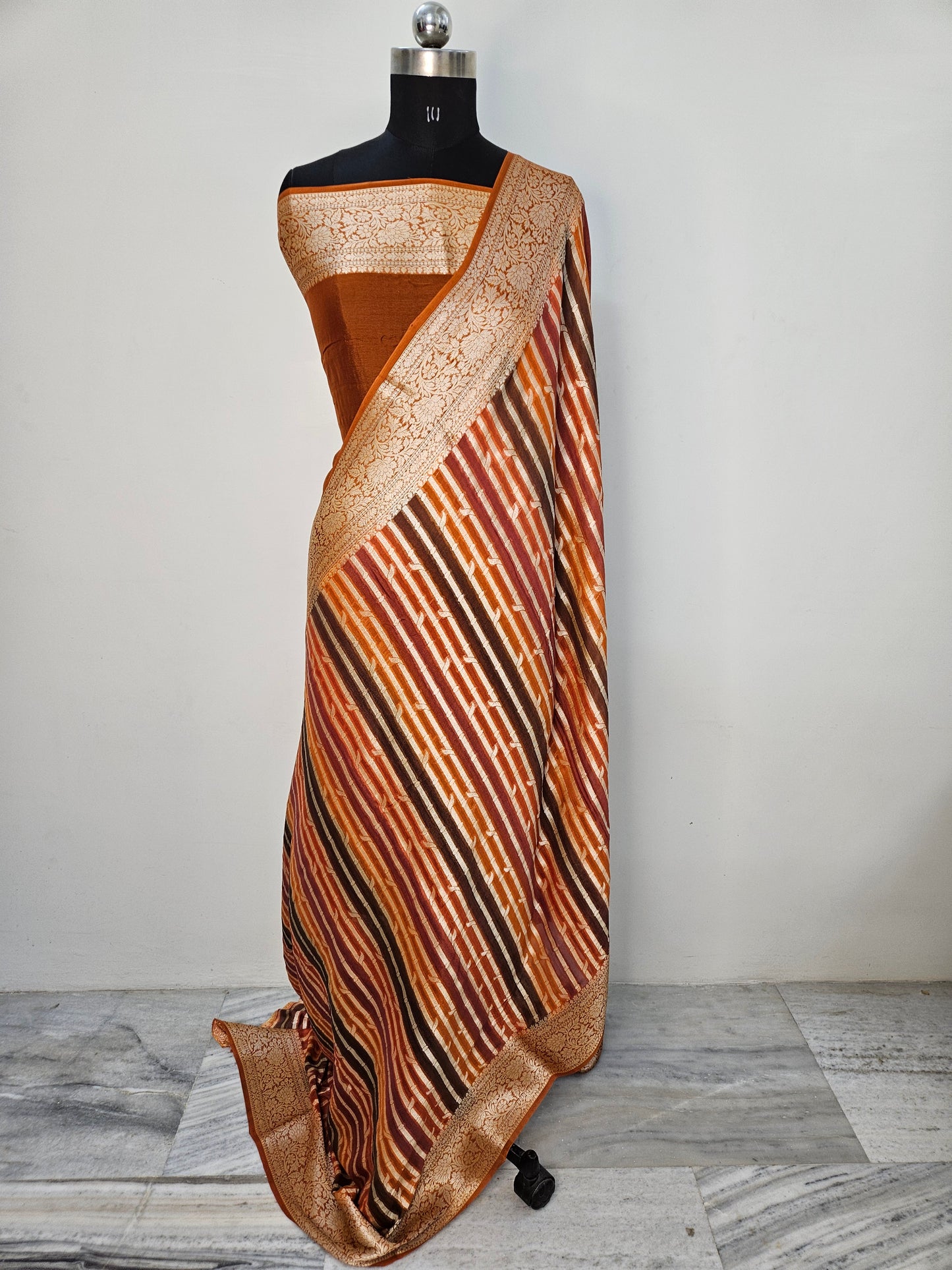 Rangkat Pure Chiffon Banarasi Saree With Handbrush Work