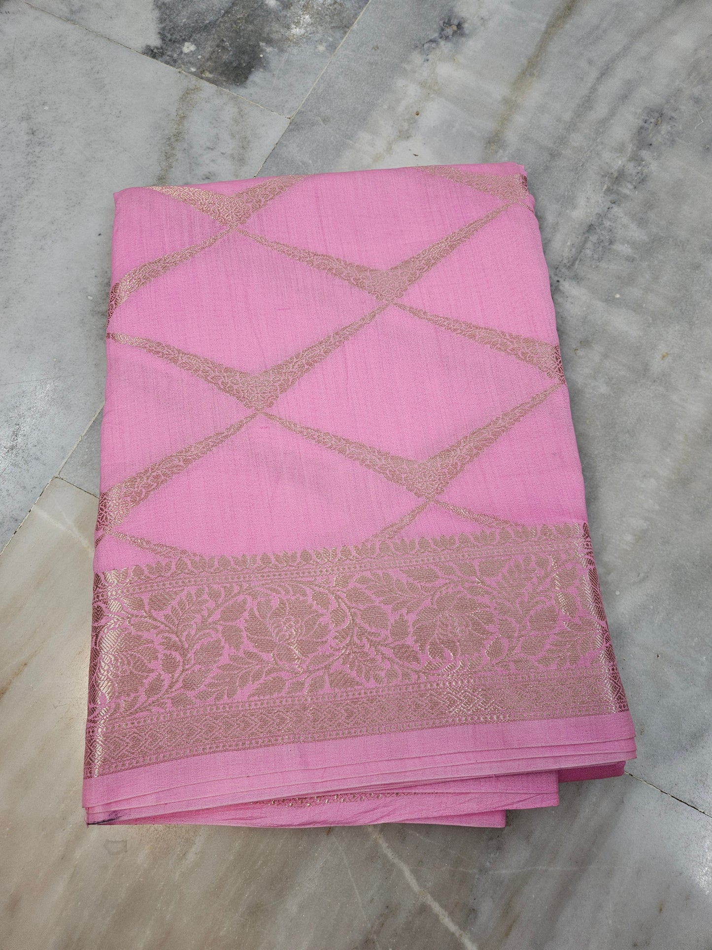 Pure Chiniya Silk Woven Banarasi Saree in Pink