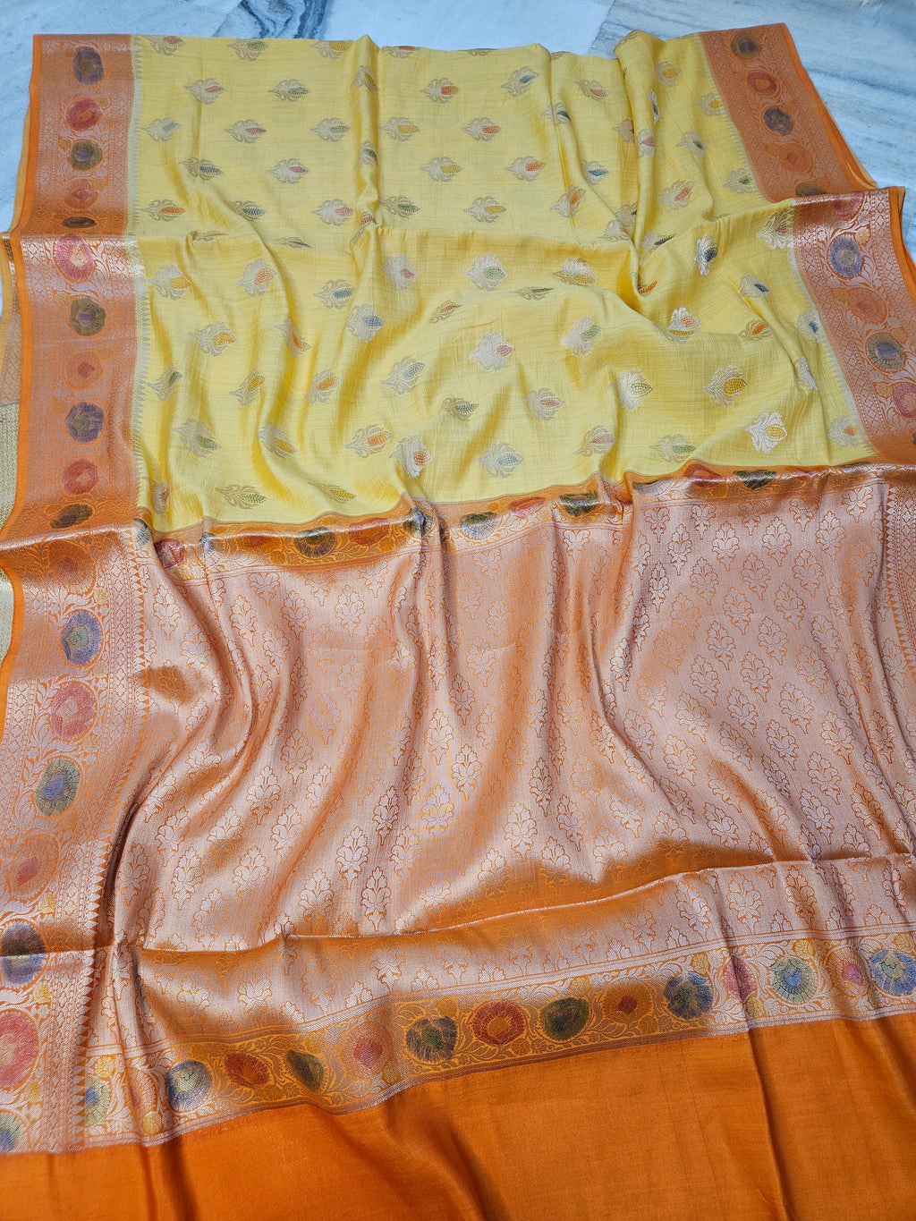 Pure Chiniya Silk Buta Handbrush Banarasi Saree in English Pink