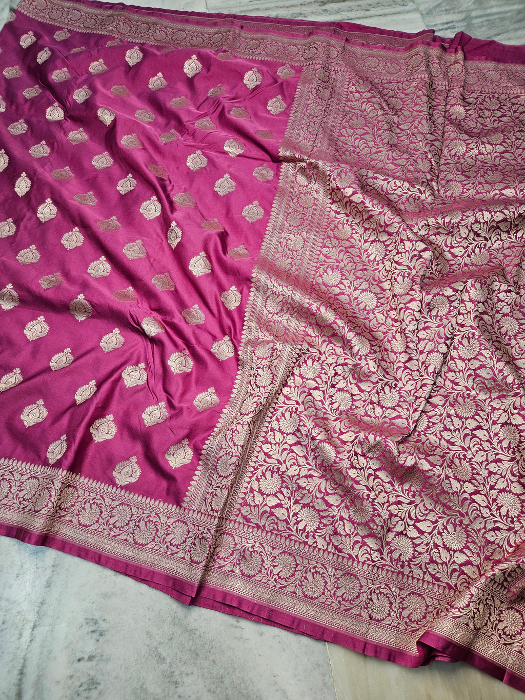 Caramel Pink Mashru satin woven banarasi saree