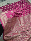 Caramel Pink Mashru satin woven banarasi saree