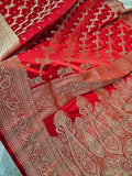 Royal red banarasi faux Mashru katans woven saree