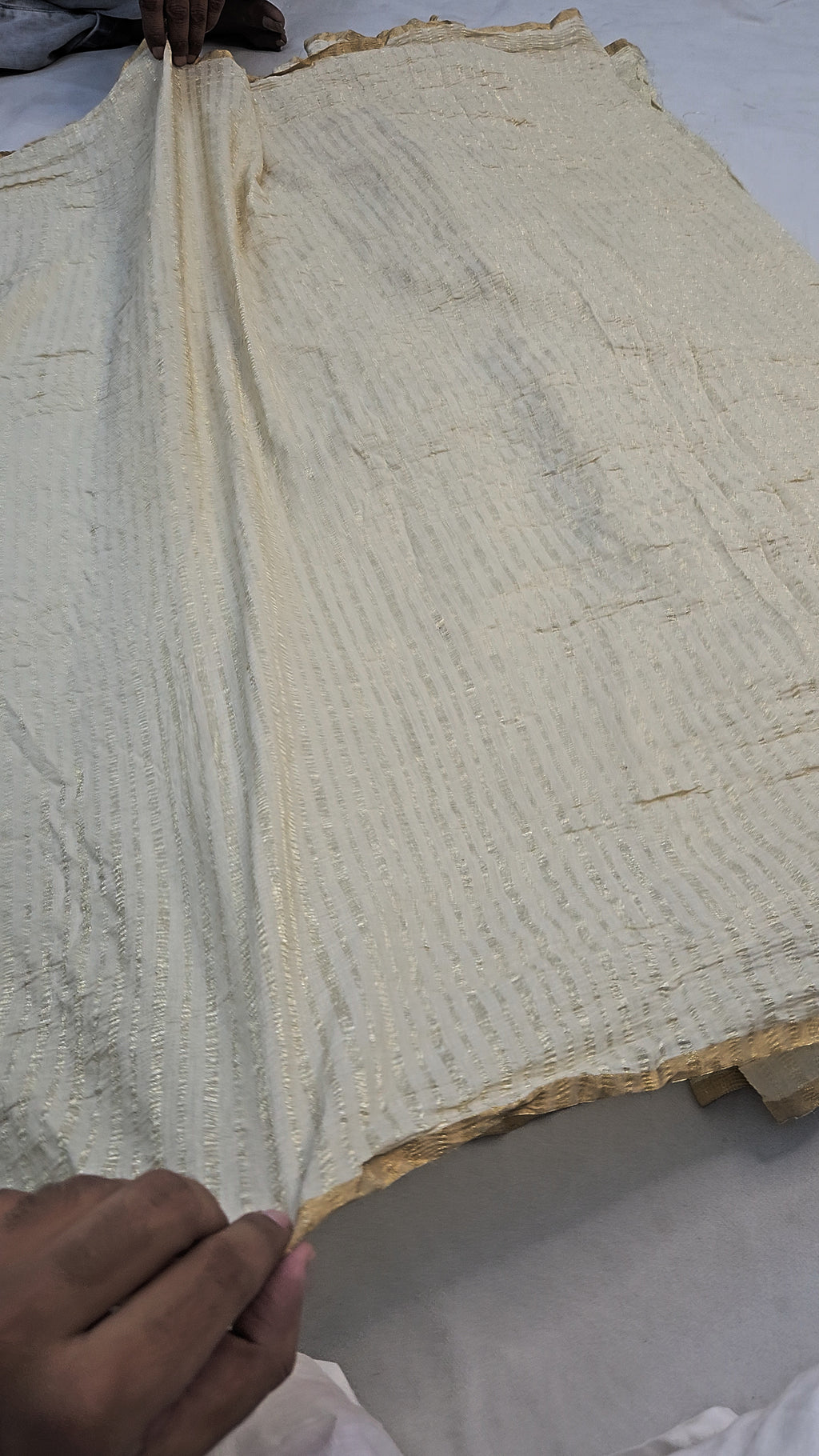 pure moonga silk banarasi crush woven saree in cream