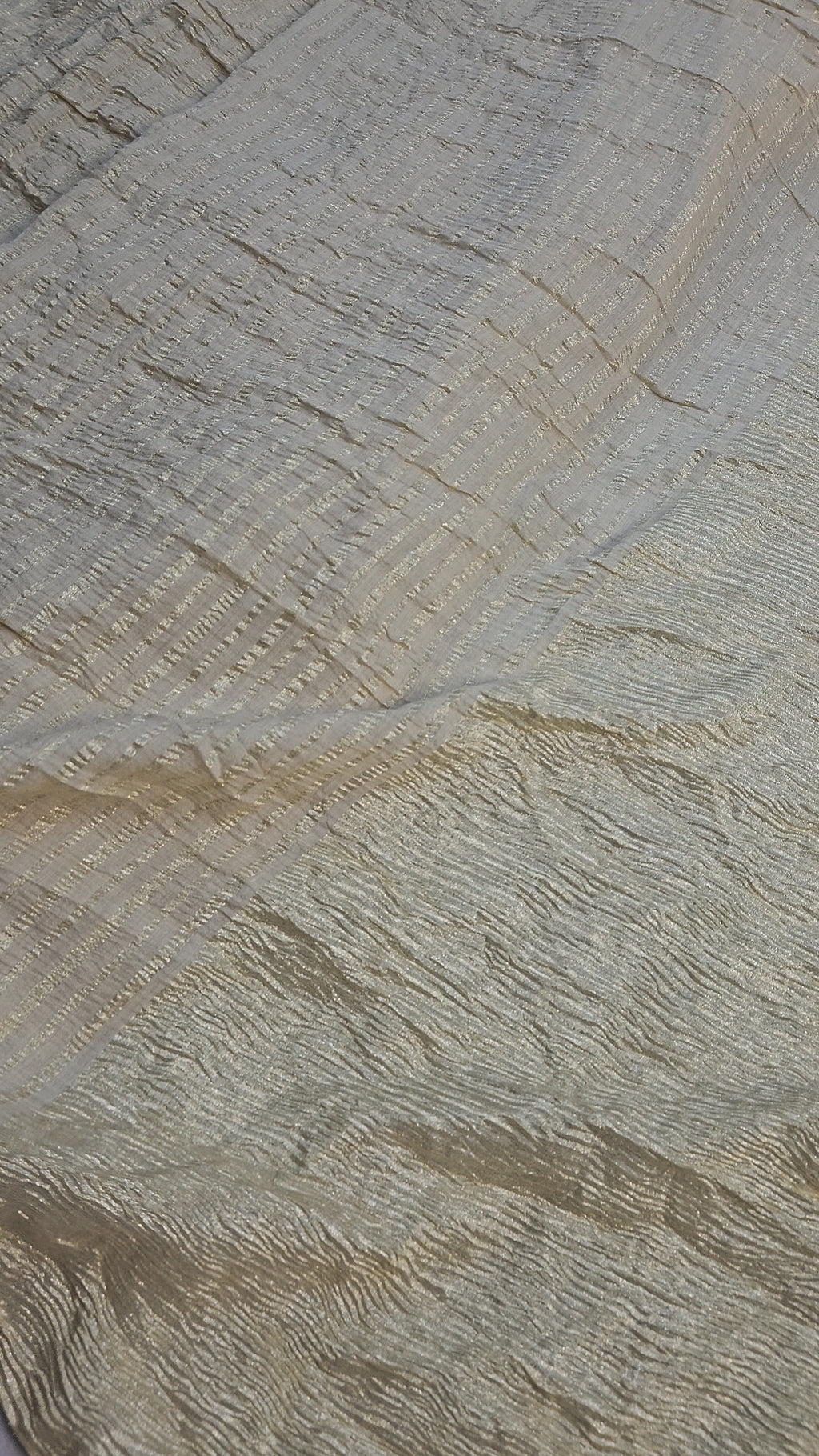 pure moonga silk banarasi crush woven saree in cream