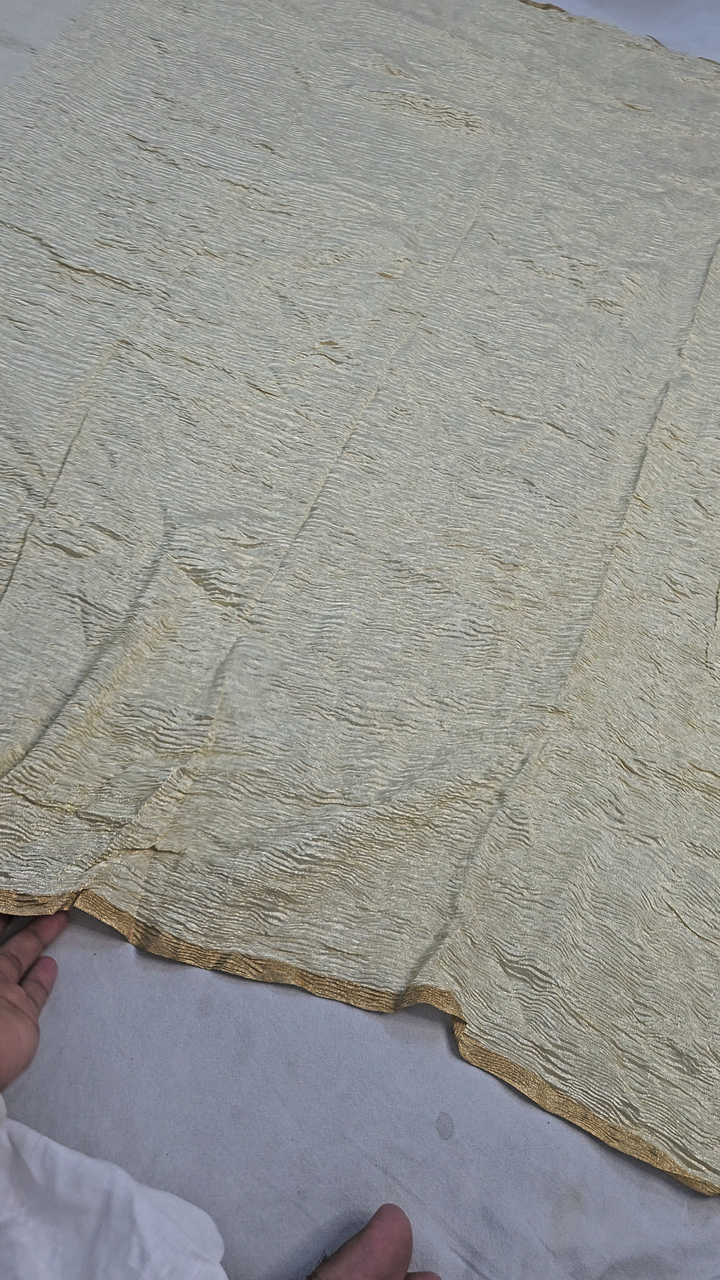 pure moonga silk banarasi crush woven saree in cream