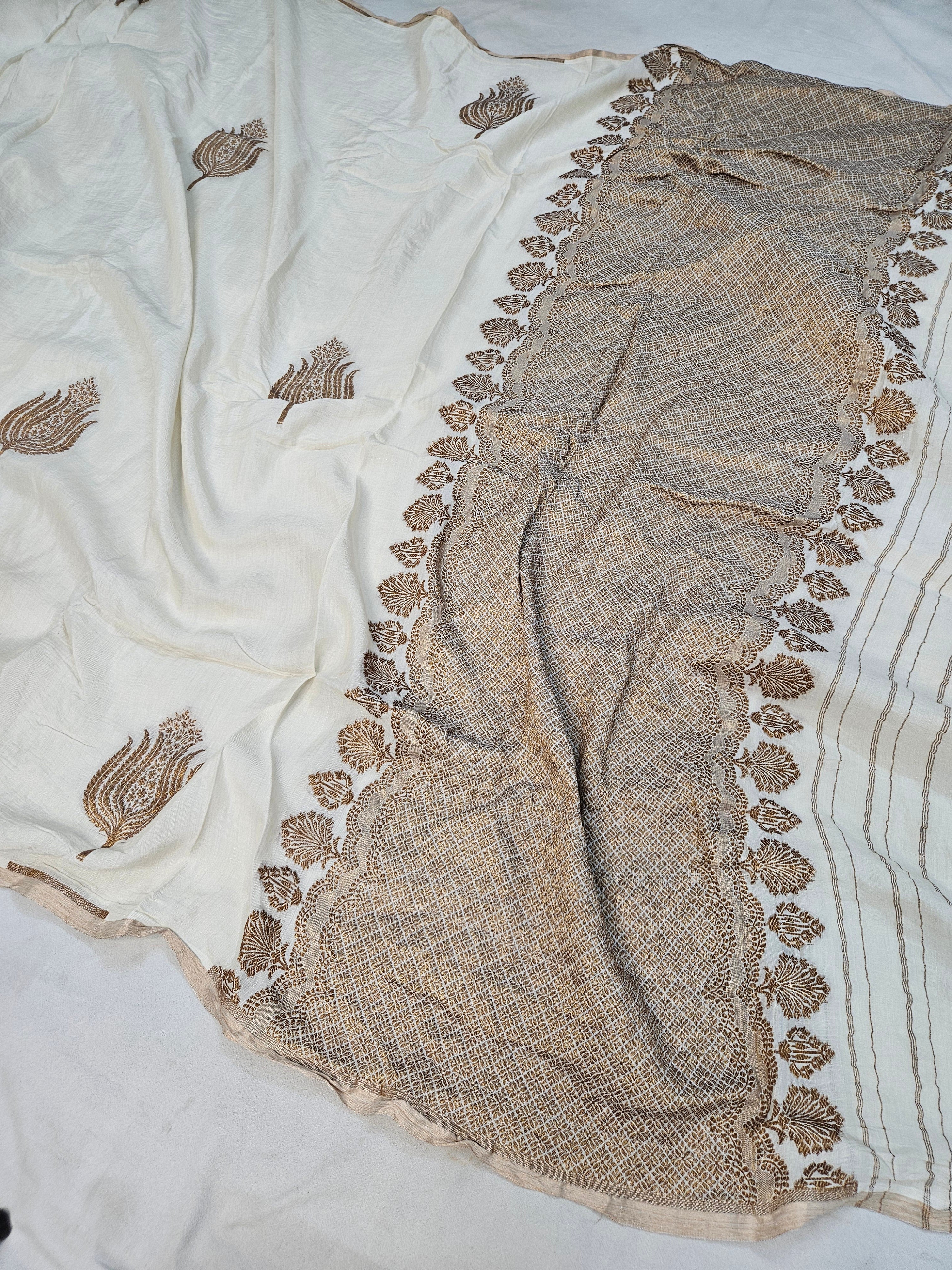 handloom pure natural tussar silk banarasi saree