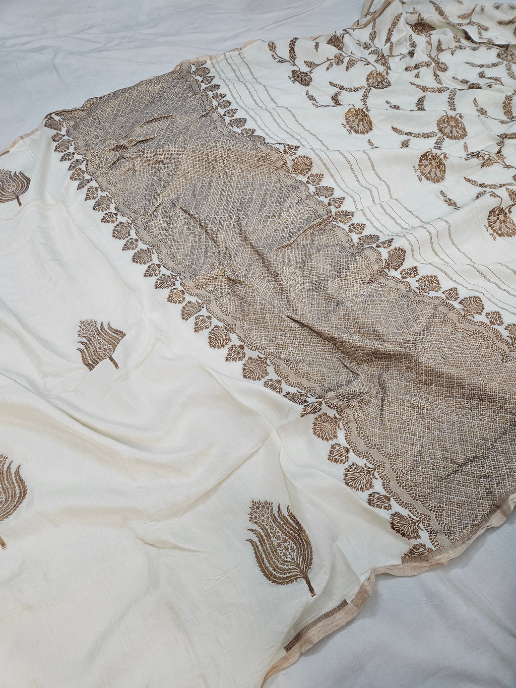 handloom pure natural tussar silk banarasi saree