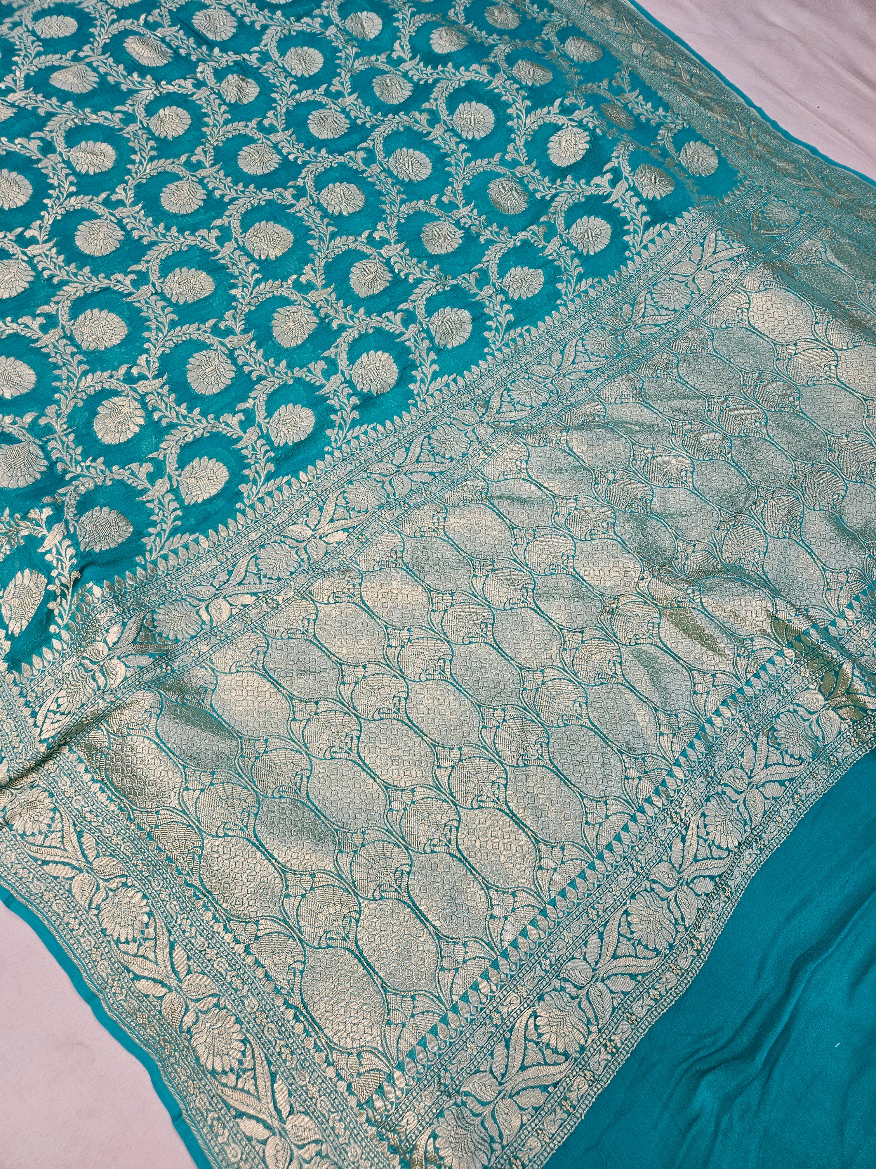 banarasi pure georgette silk woven tested zari saree