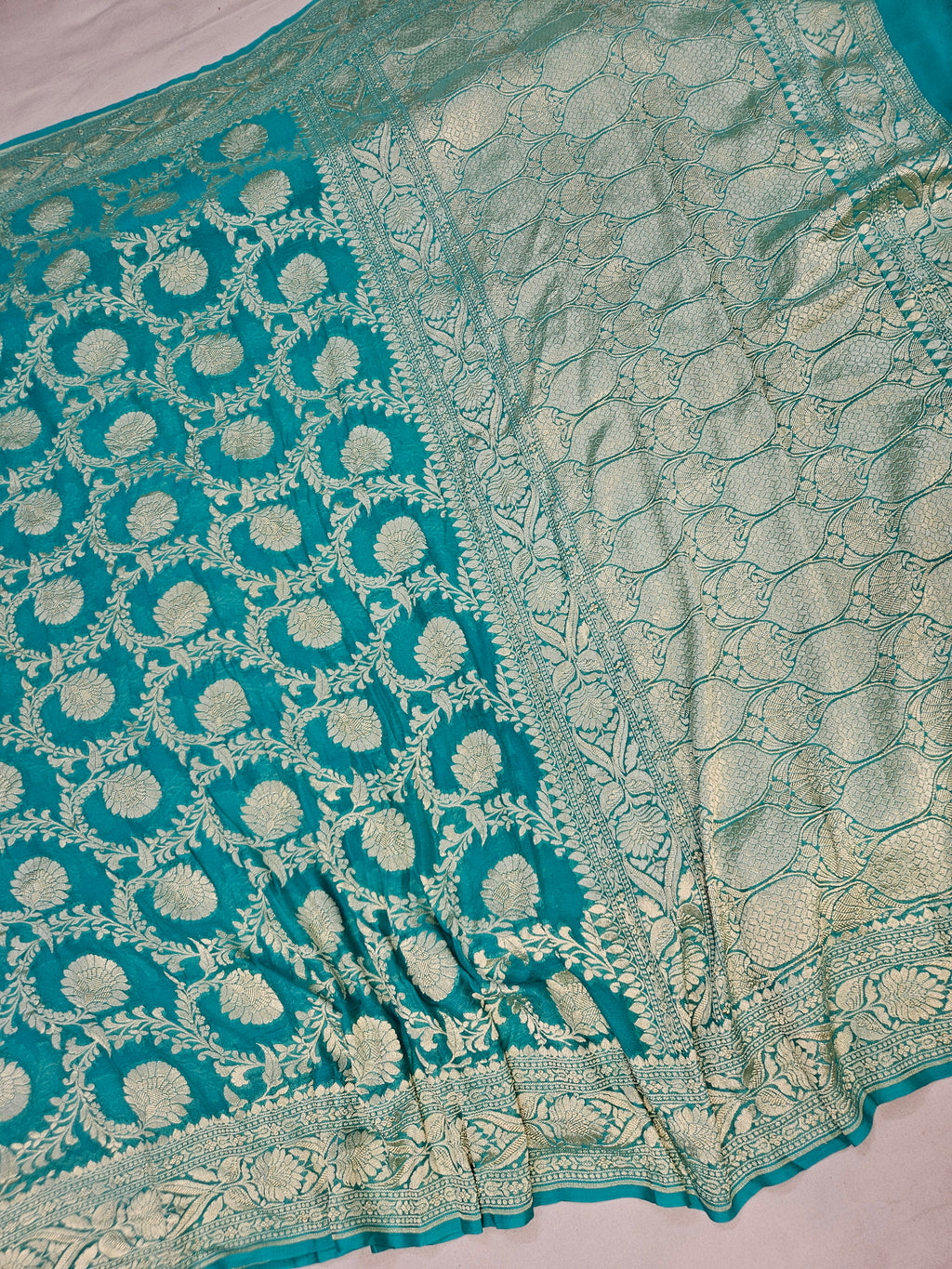 banarasi pure georgette silk woven tested zari saree