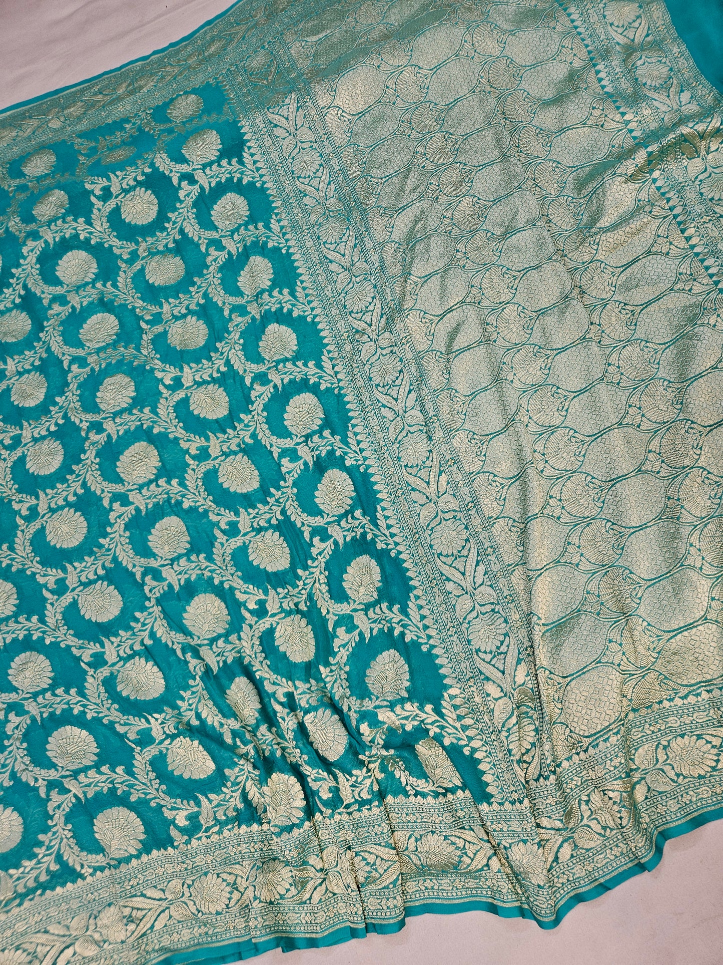 banarasi pure georgette silk woven tested zari saree