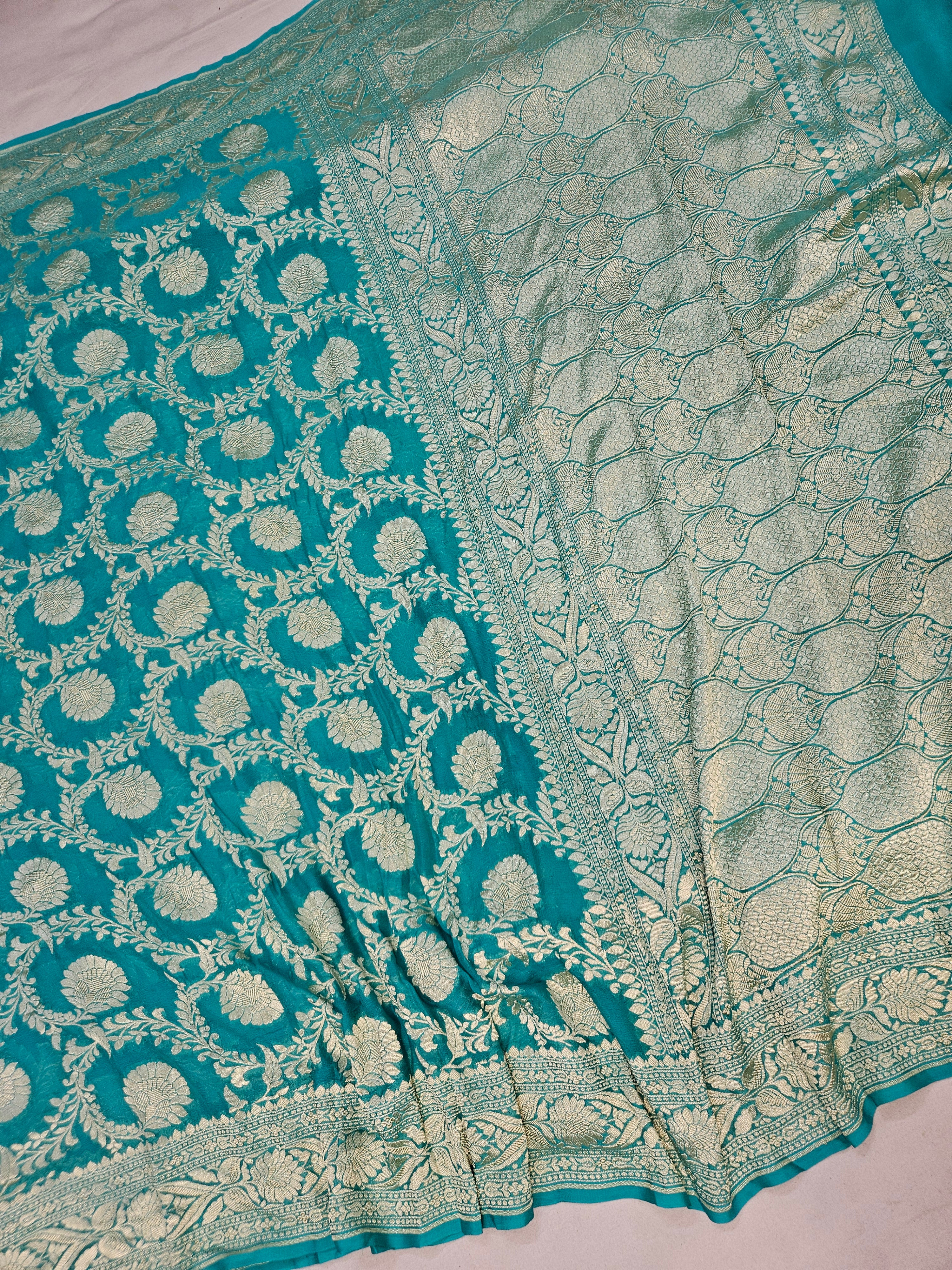 banarasi pure georgette silk woven tested zari saree