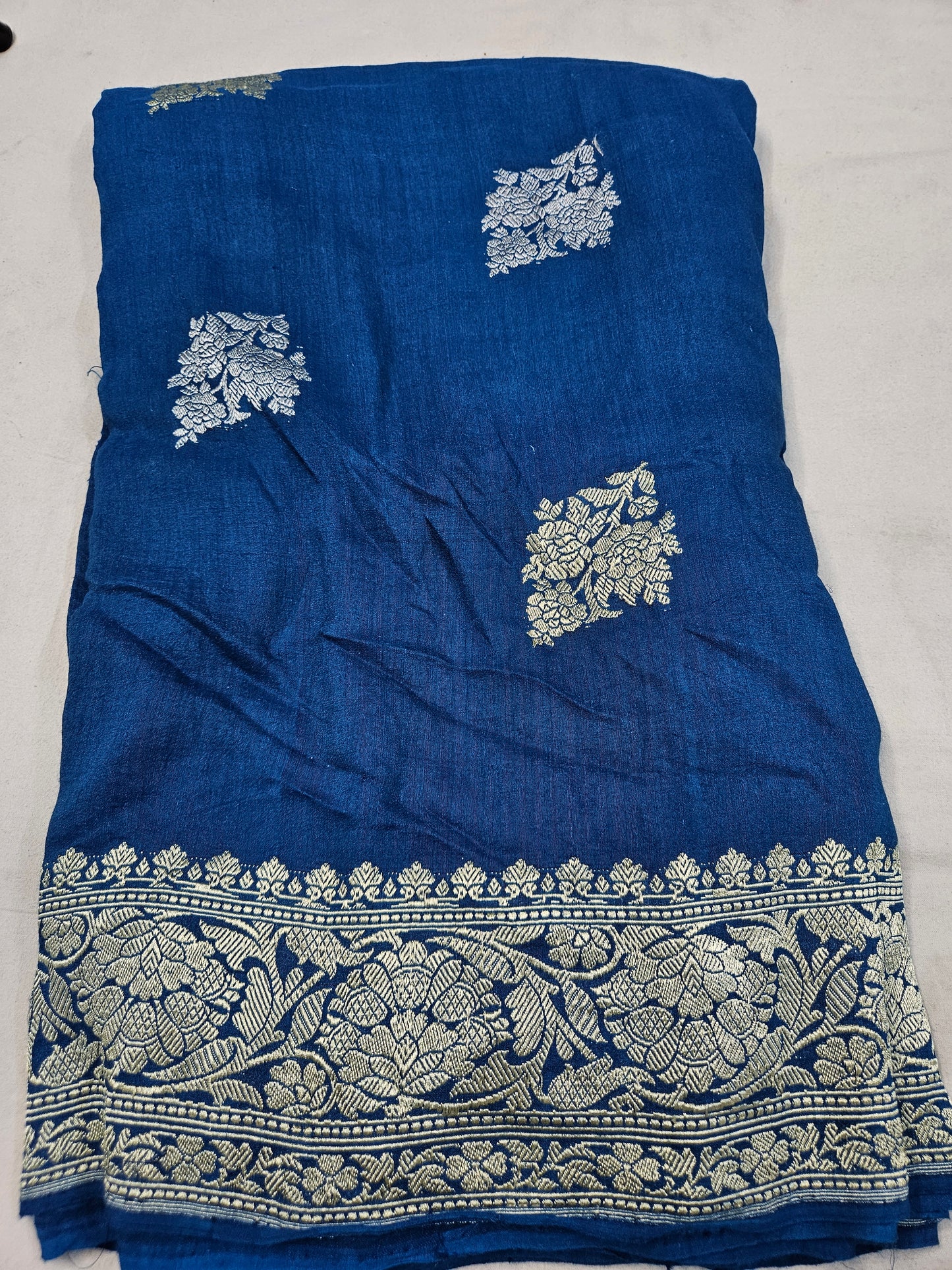 handloom pure moonga silk banarasi saree in Blue