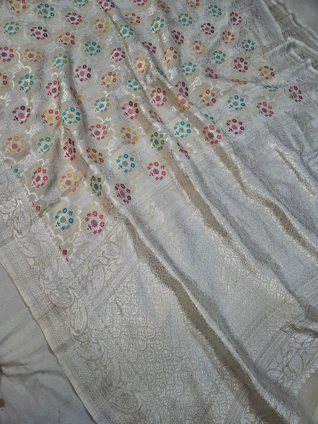 Natural pure tussar silk banarasi meena woven saree