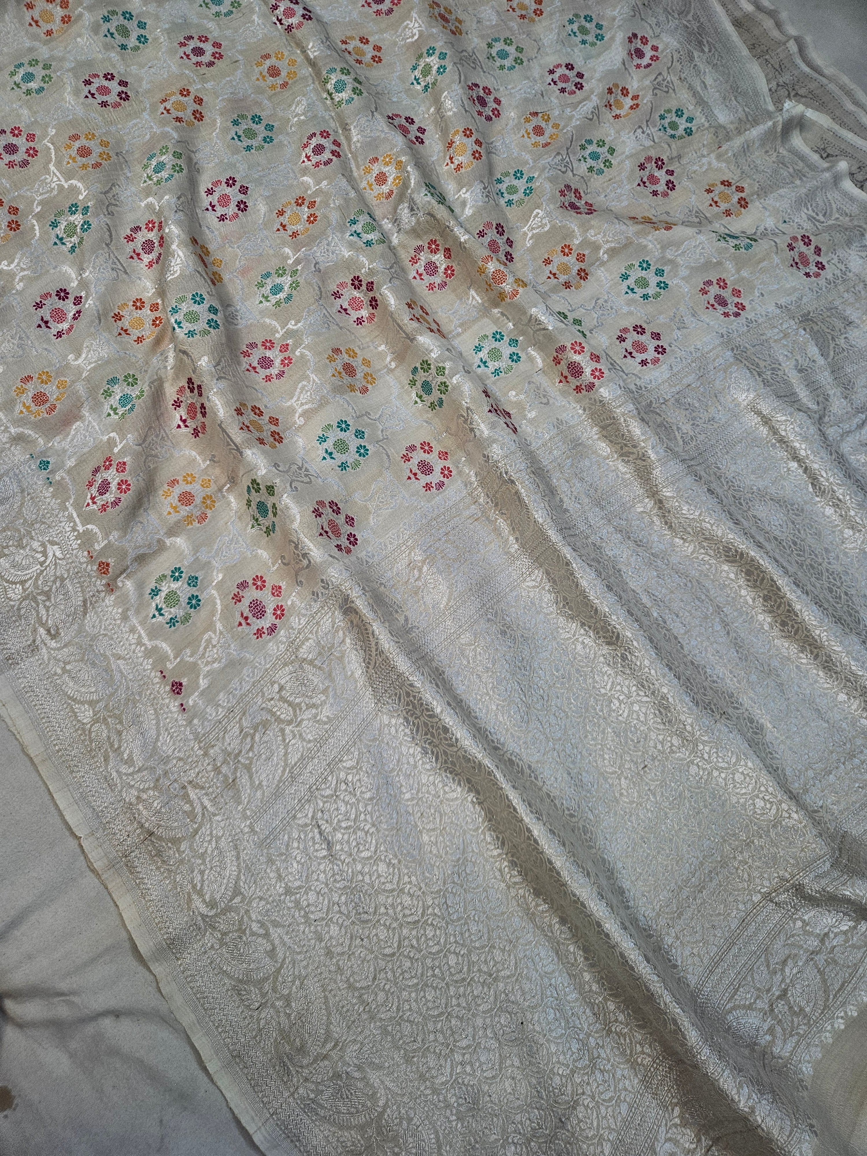 Natural pure tussar silk banarasi meena woven saree