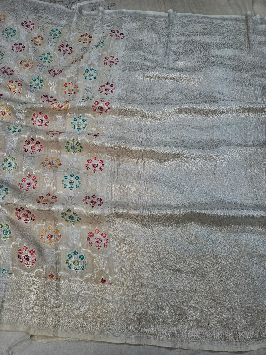 Natural pure tussar silk banarasi meena woven saree