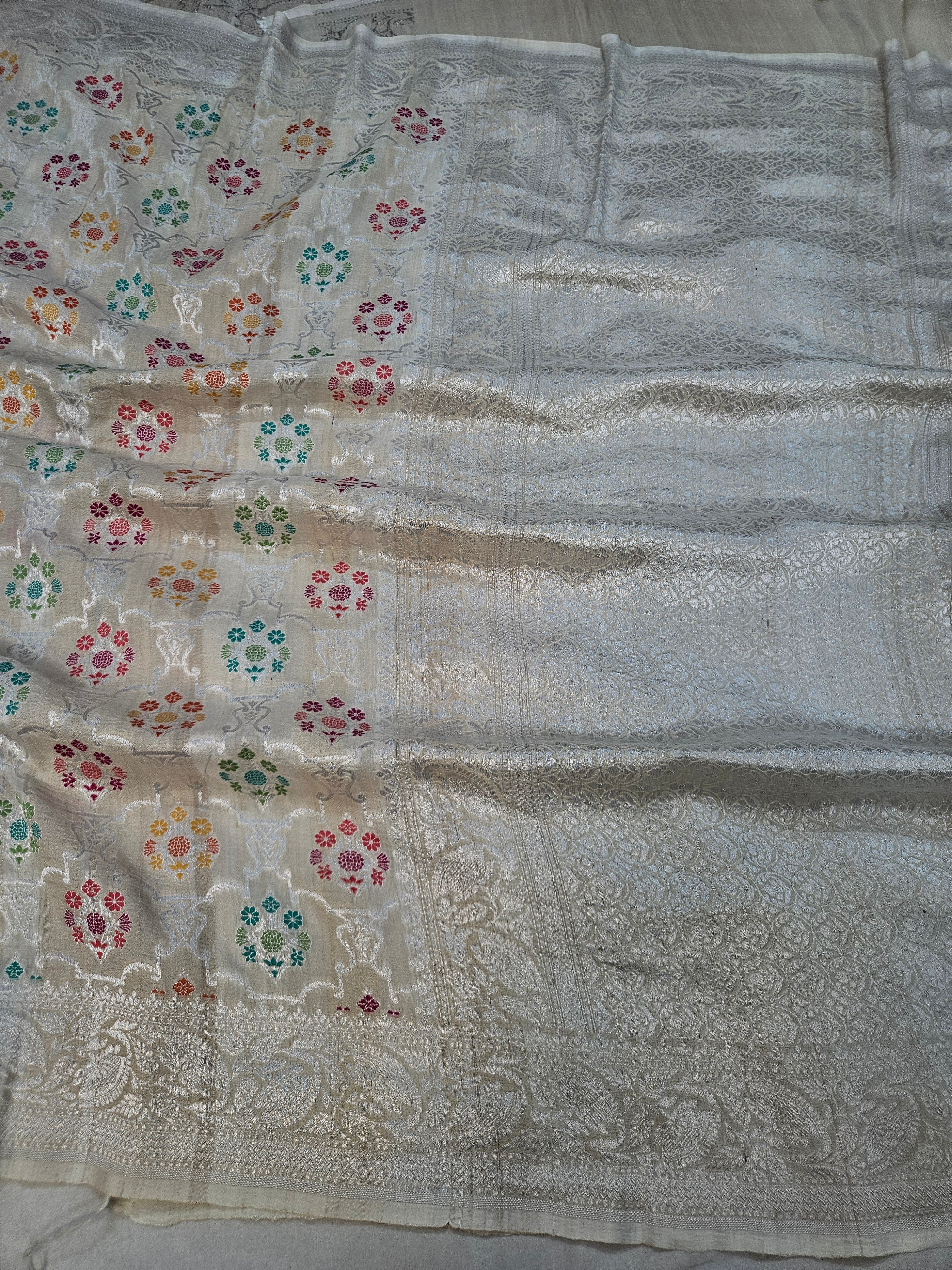Natural pure tussar silk banarasi meena woven saree