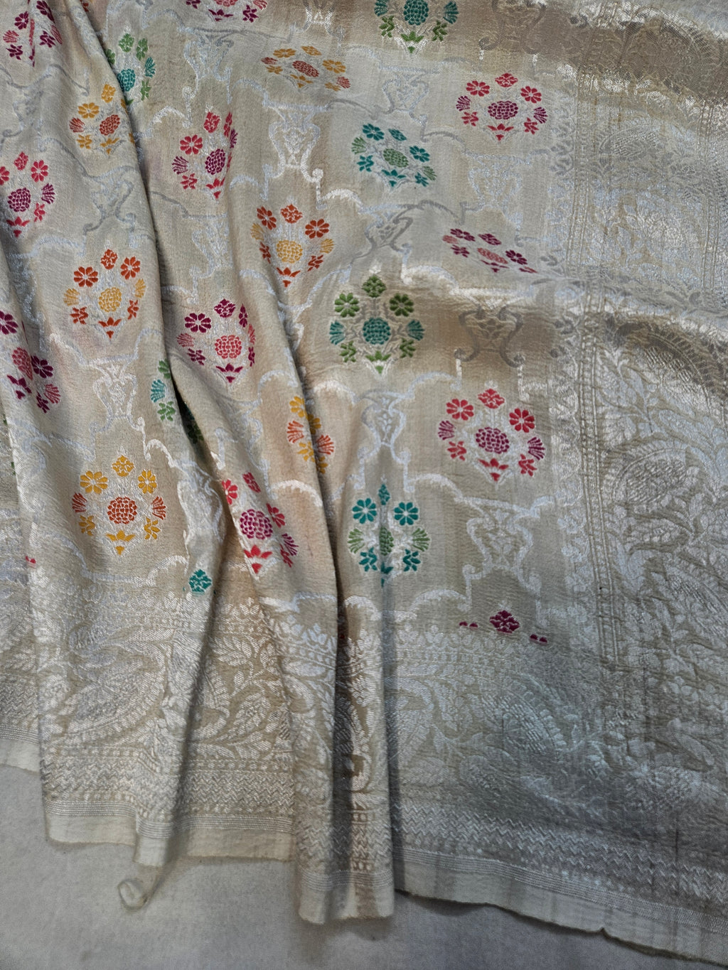 Natural pure tussar silk banarasi meena woven saree