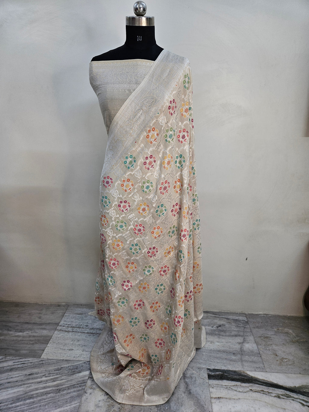 Natural pure tussar silk banarasi meena woven saree