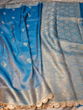 Firozi Blue Rajkumari Tissue Banarasi Silky Riwaayat faux Saree