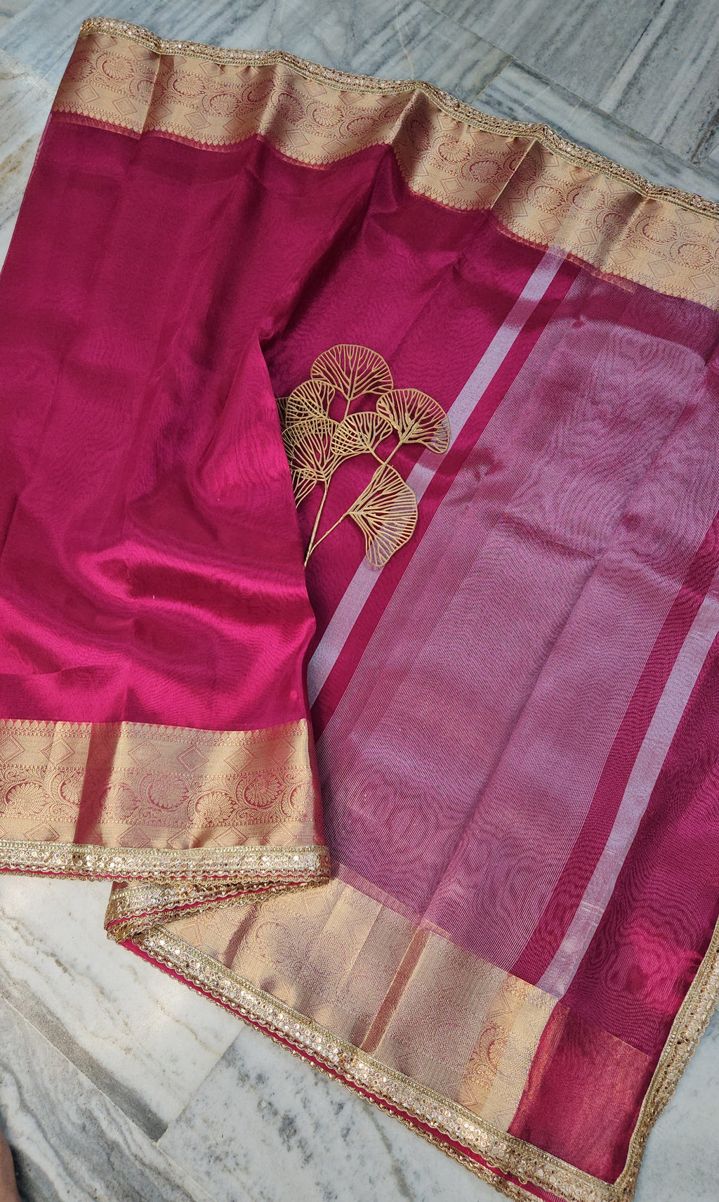 Rajkumari premium tissue faux mirror lace work Banarasi Saree