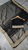 Noor-E-Zar premium tissue mirror lace work faux Banarasi Saree