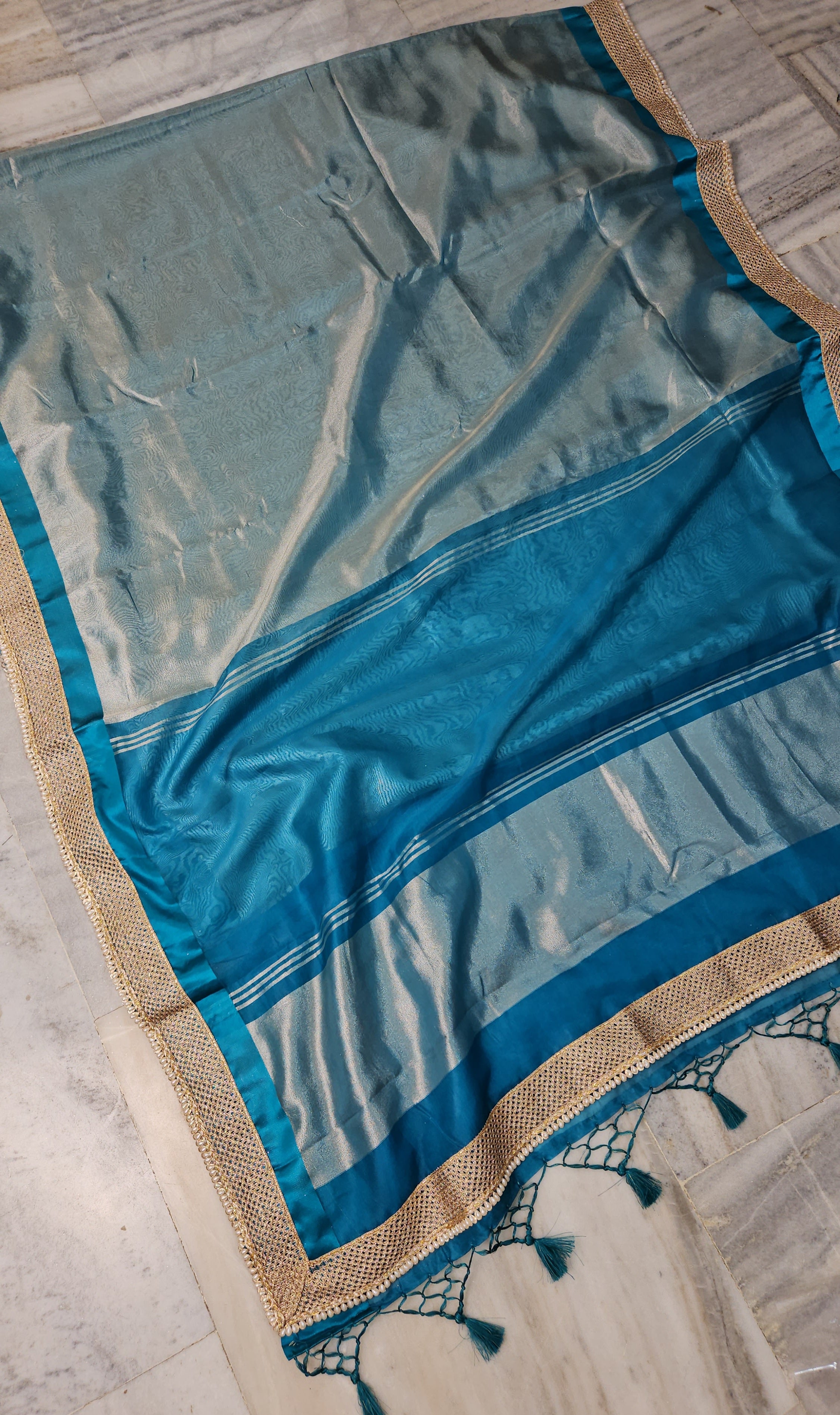 Rajwada tissue faux Nazakat mirror lace work Banarasi Saree