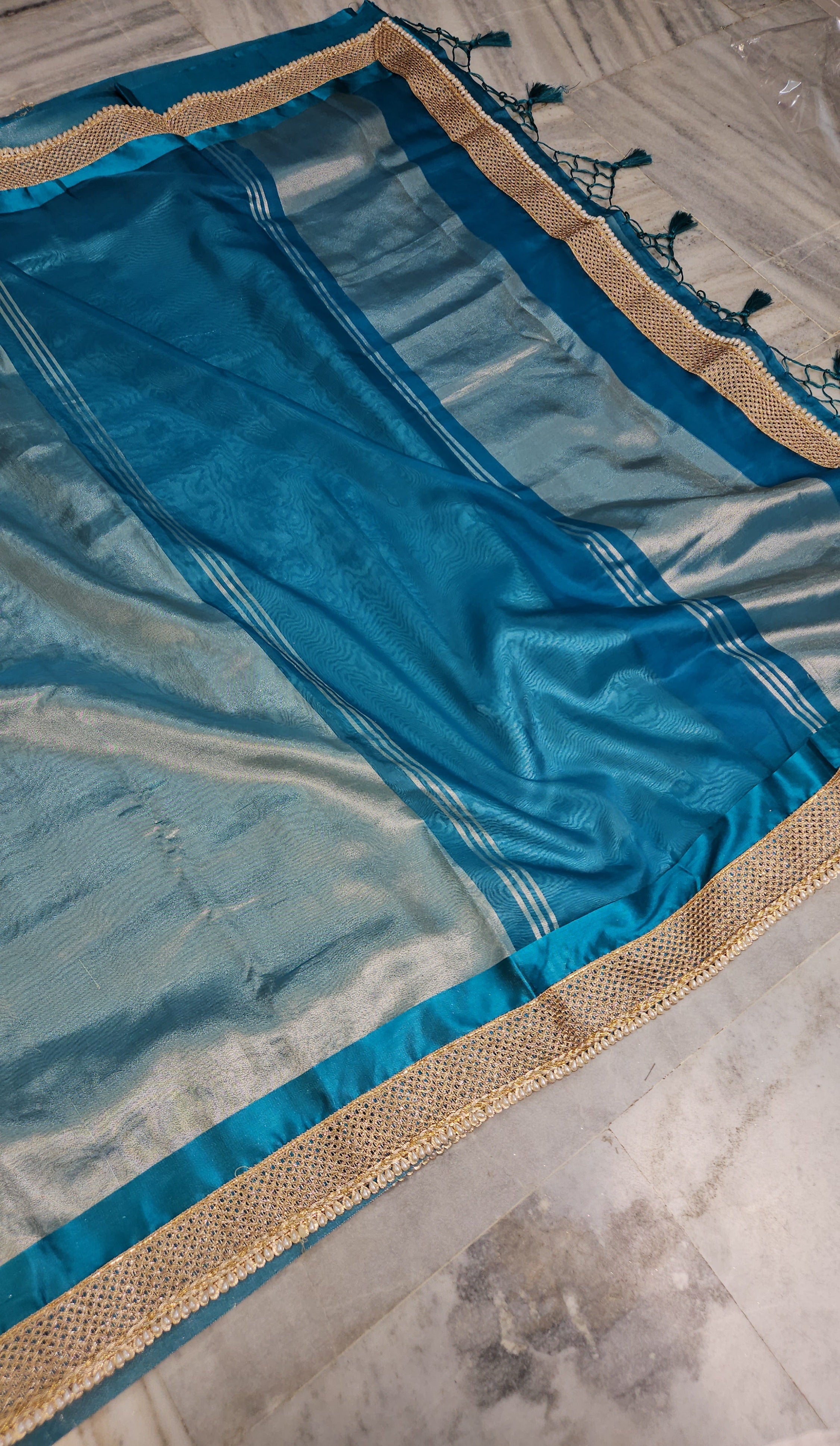 Rajwada tissue faux Nazakat mirror lace work Banarasi Saree