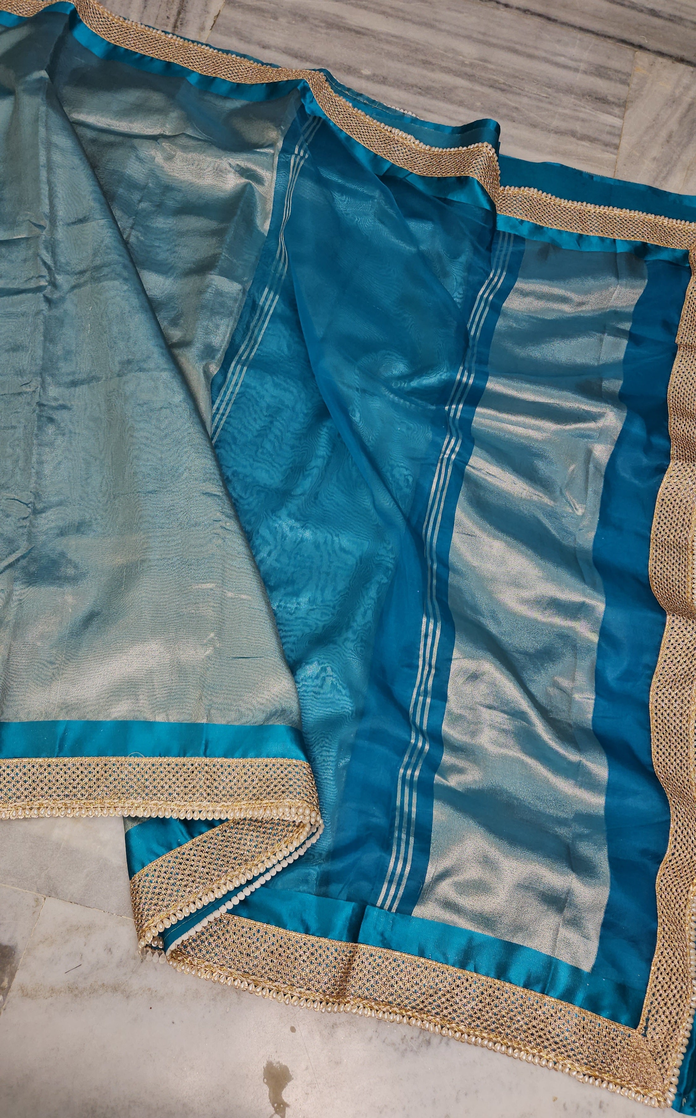Rajwada tissue faux Nazakat mirror lace work Banarasi Saree