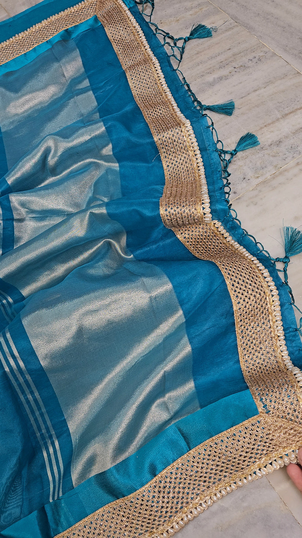 Rajwada tissue faux Nazakat mirror lace work Banarasi Saree