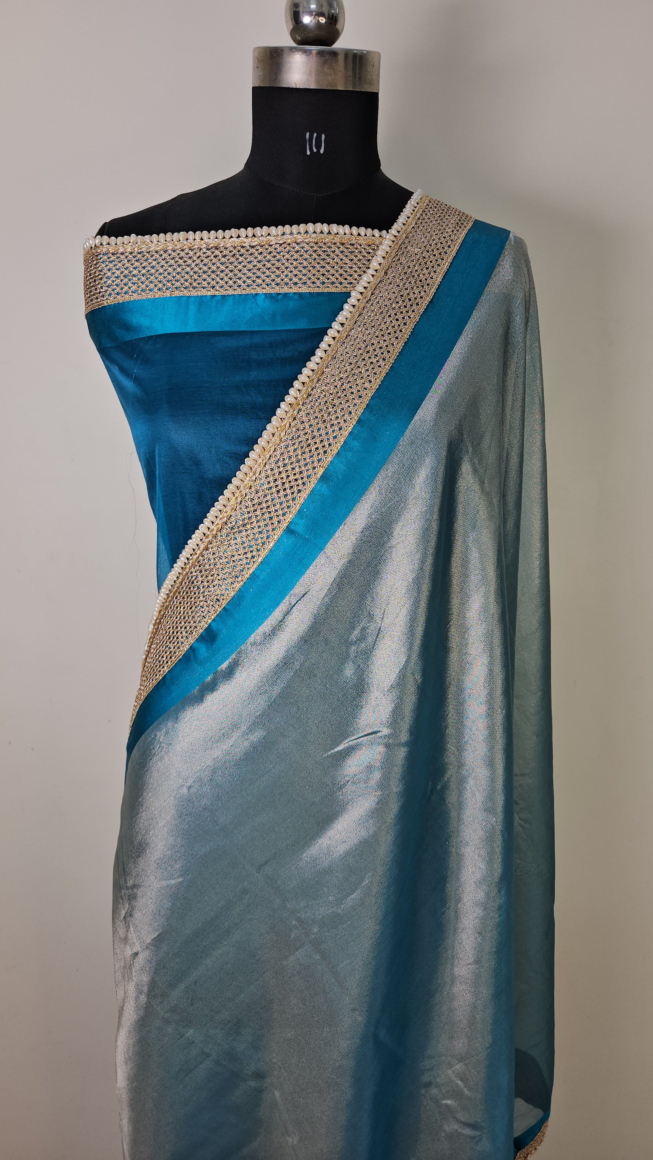 Rajwada tissue faux Nazakat mirror lace work Banarasi Saree