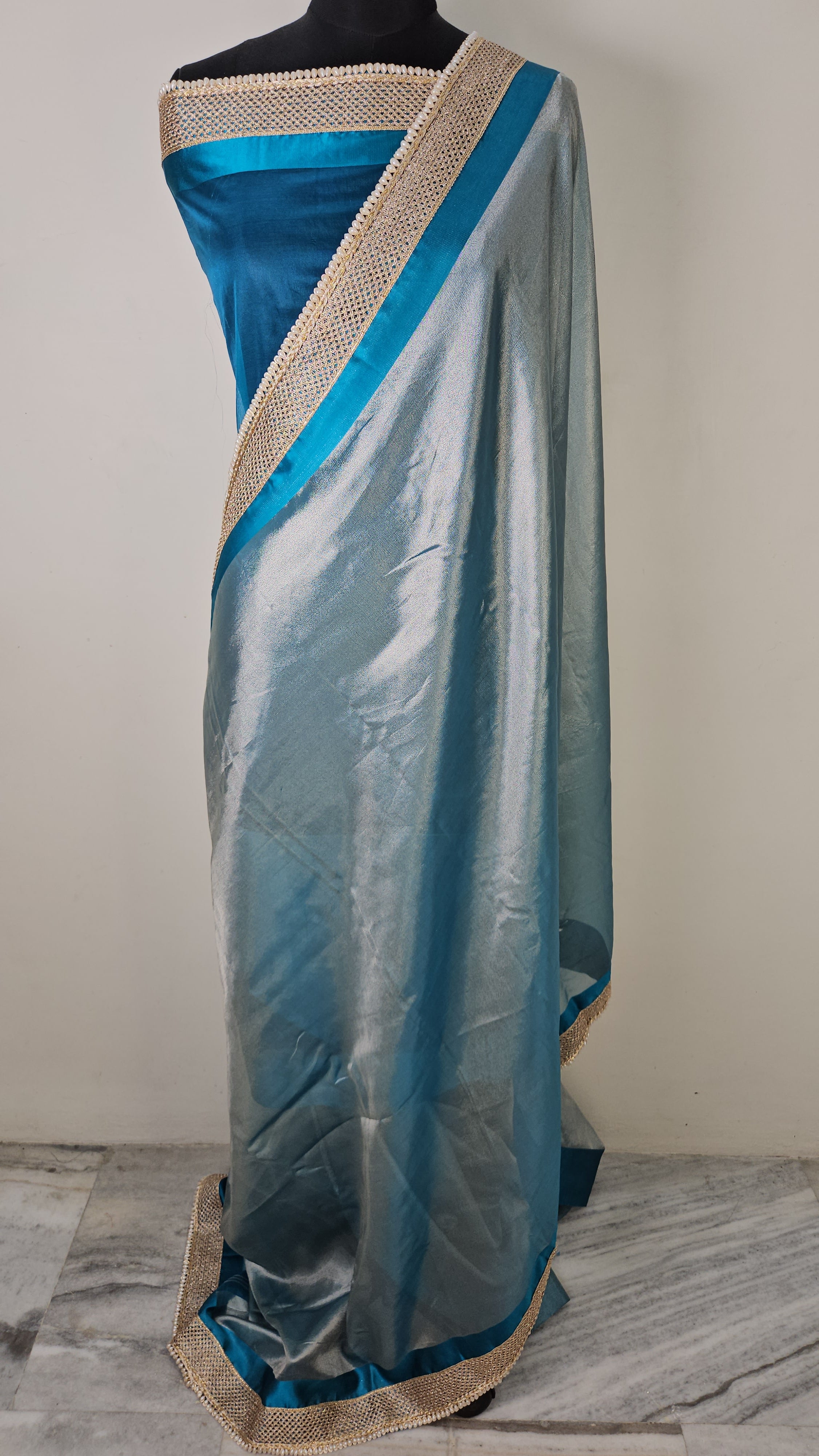 Rajwada tissue faux Nazakat mirror lace work Banarasi Saree