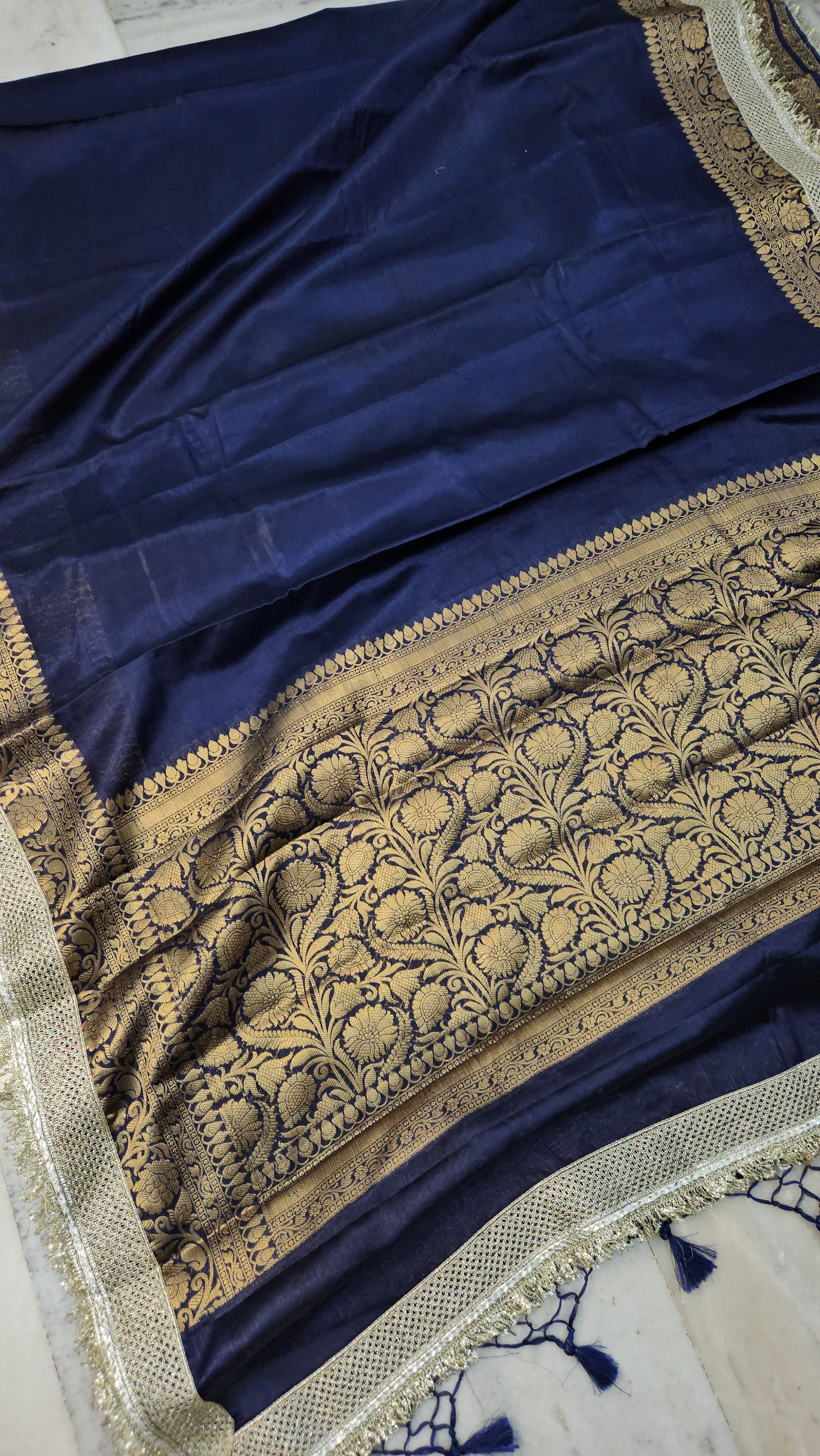 Rajkumari premium tissue mirror lace work faux Banarasi Saree