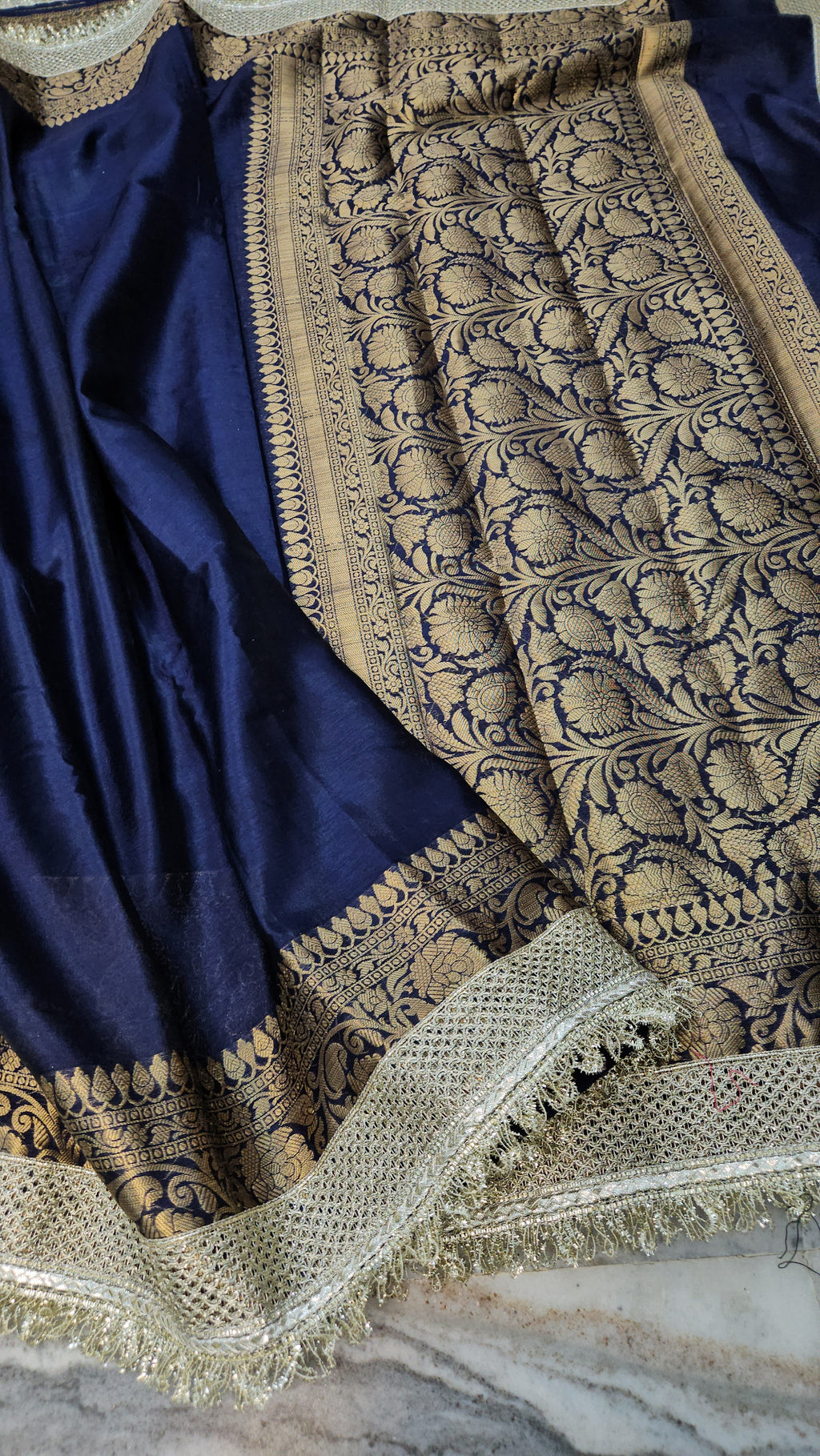Rajkumari premium tissue mirror lace work faux Banarasi Saree