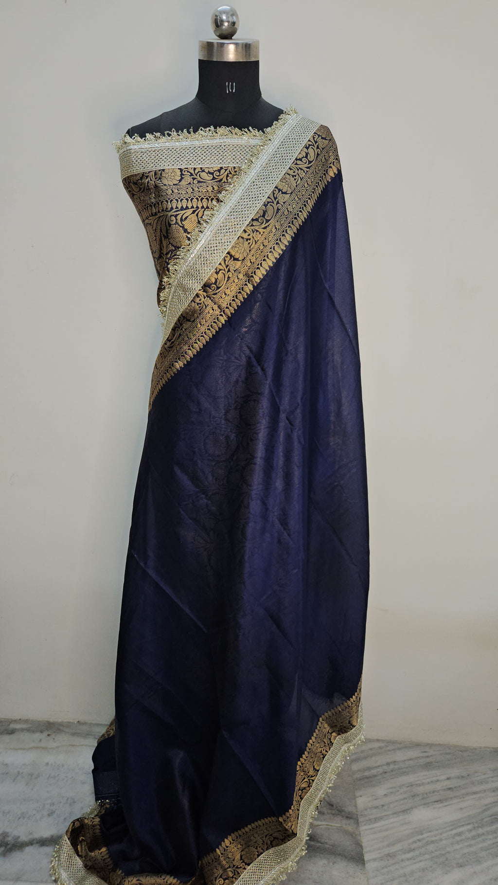 Rajkumari premium tissue mirror lace work faux Banarasi Saree
