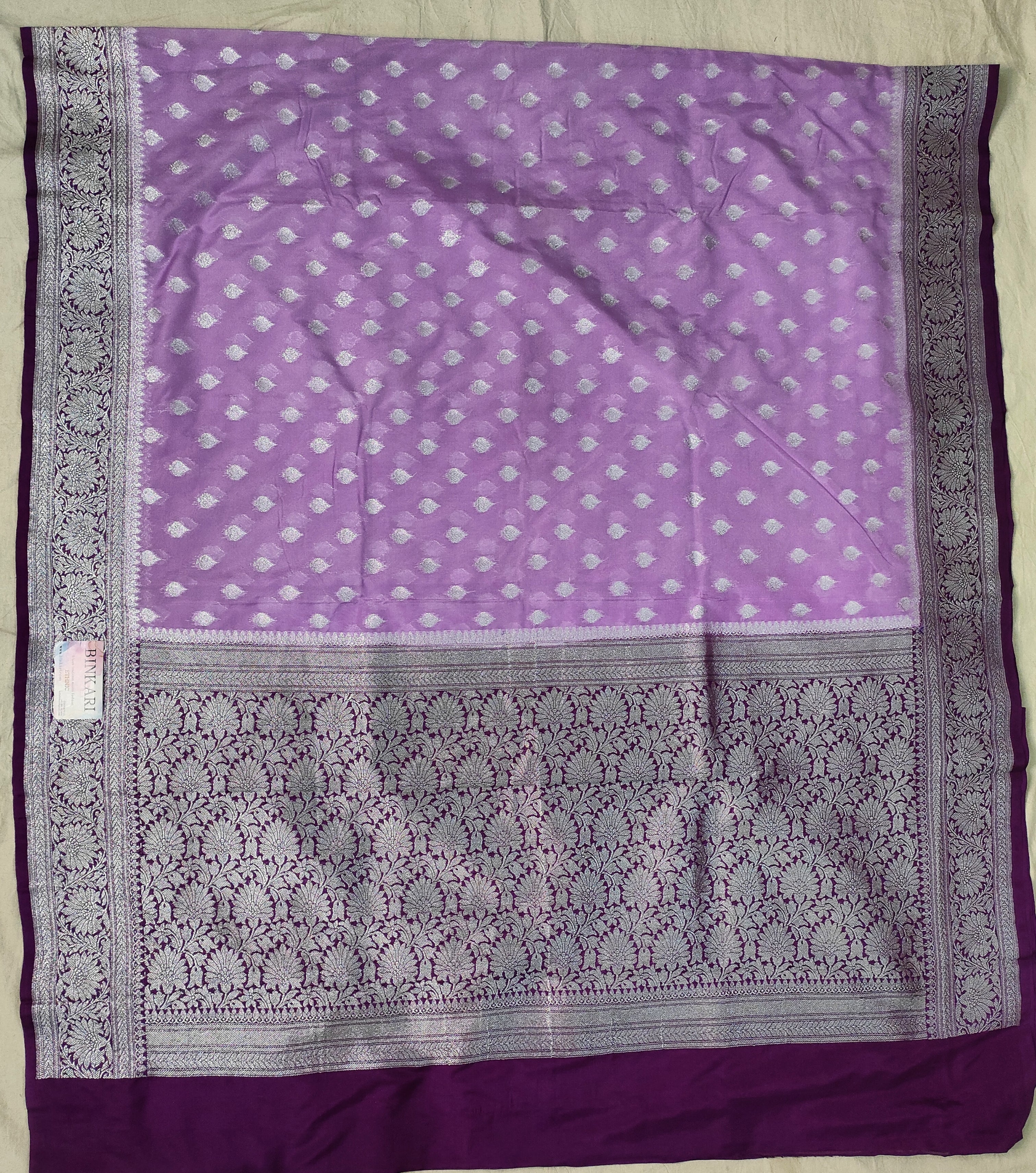 Faux Katans Georgette Contrast-Dye Buti Banarasi Saree/ Pastel Violet