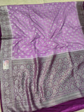 Faux Katans Georgette Contrast-Dye Buti Banarasi Saree/ Pastel Violet