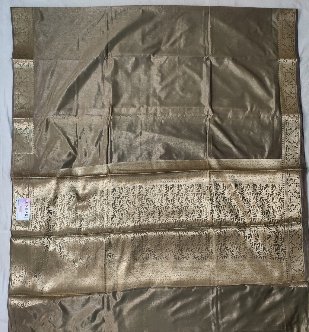 Coffee Soft Faux Banarasi Saree & Faux Gold Zari/ Banarasi Saree With Blouse