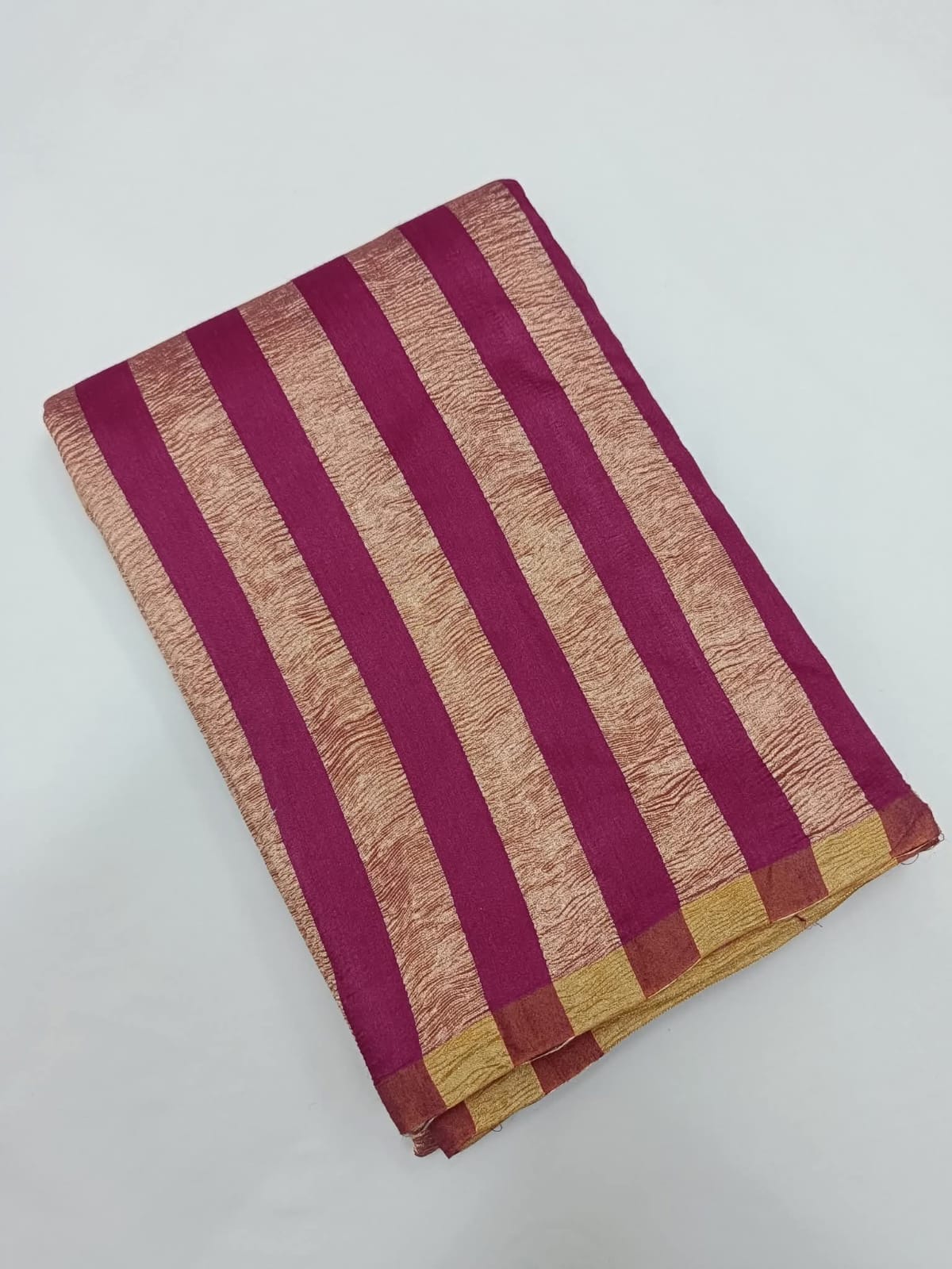 PURE TISSUE SILK STRIPE WEAVE BANARASI SAREE IN BAIGNI PURPLE