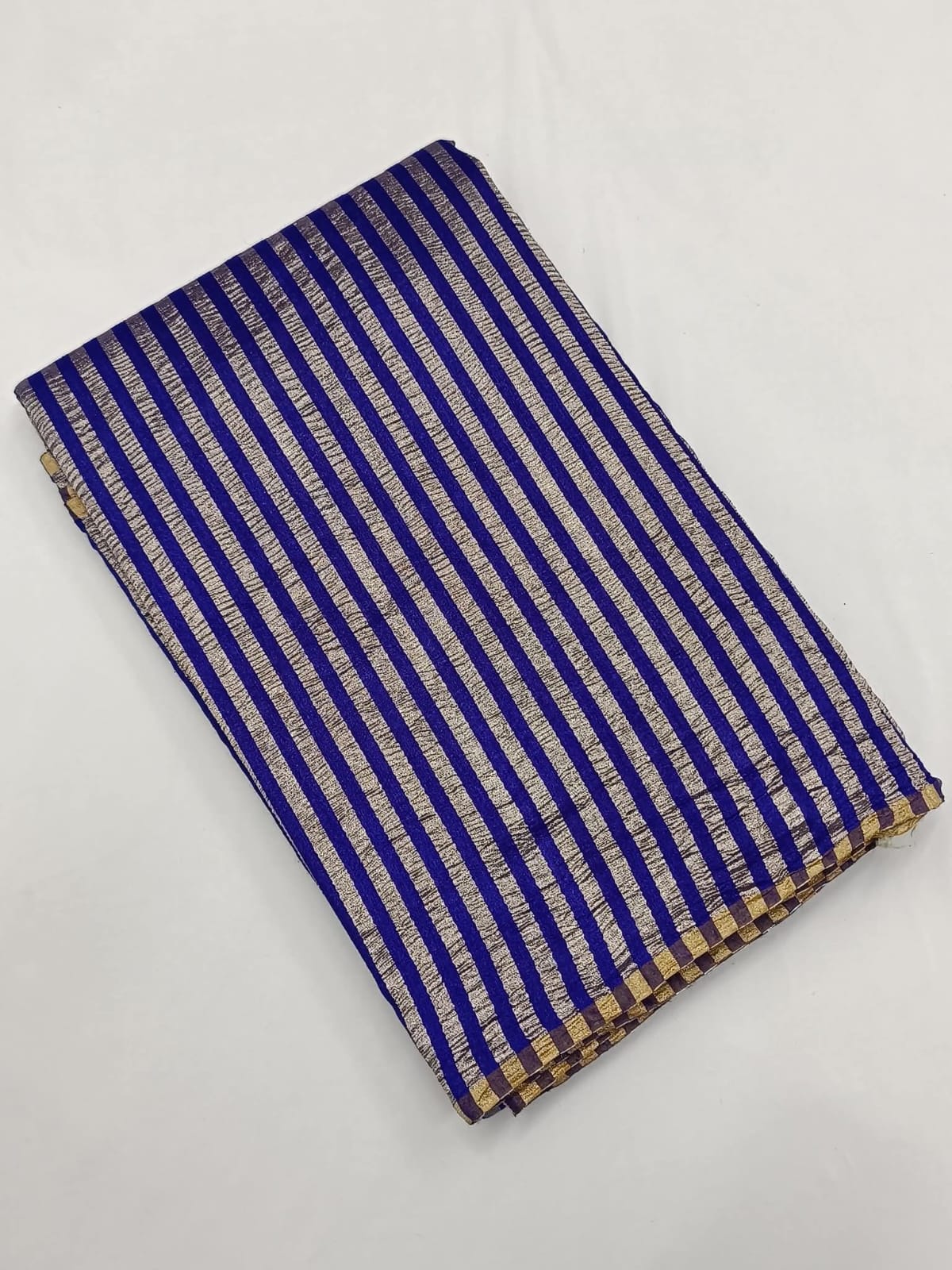PURE TISSUE SILK LEHARIYA WEAVE BANARASI SAREE IN ROYAL BLUE