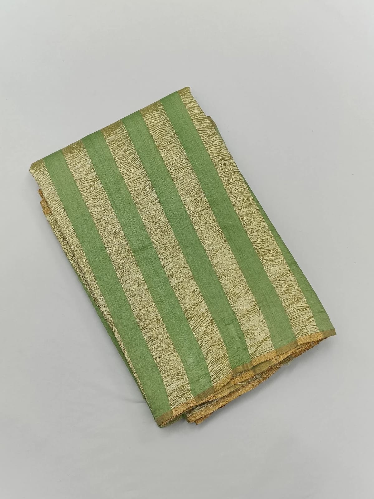 PURE TISSUE SILK STRIPE WEAVE BANARASI SAREE IN PISTA
