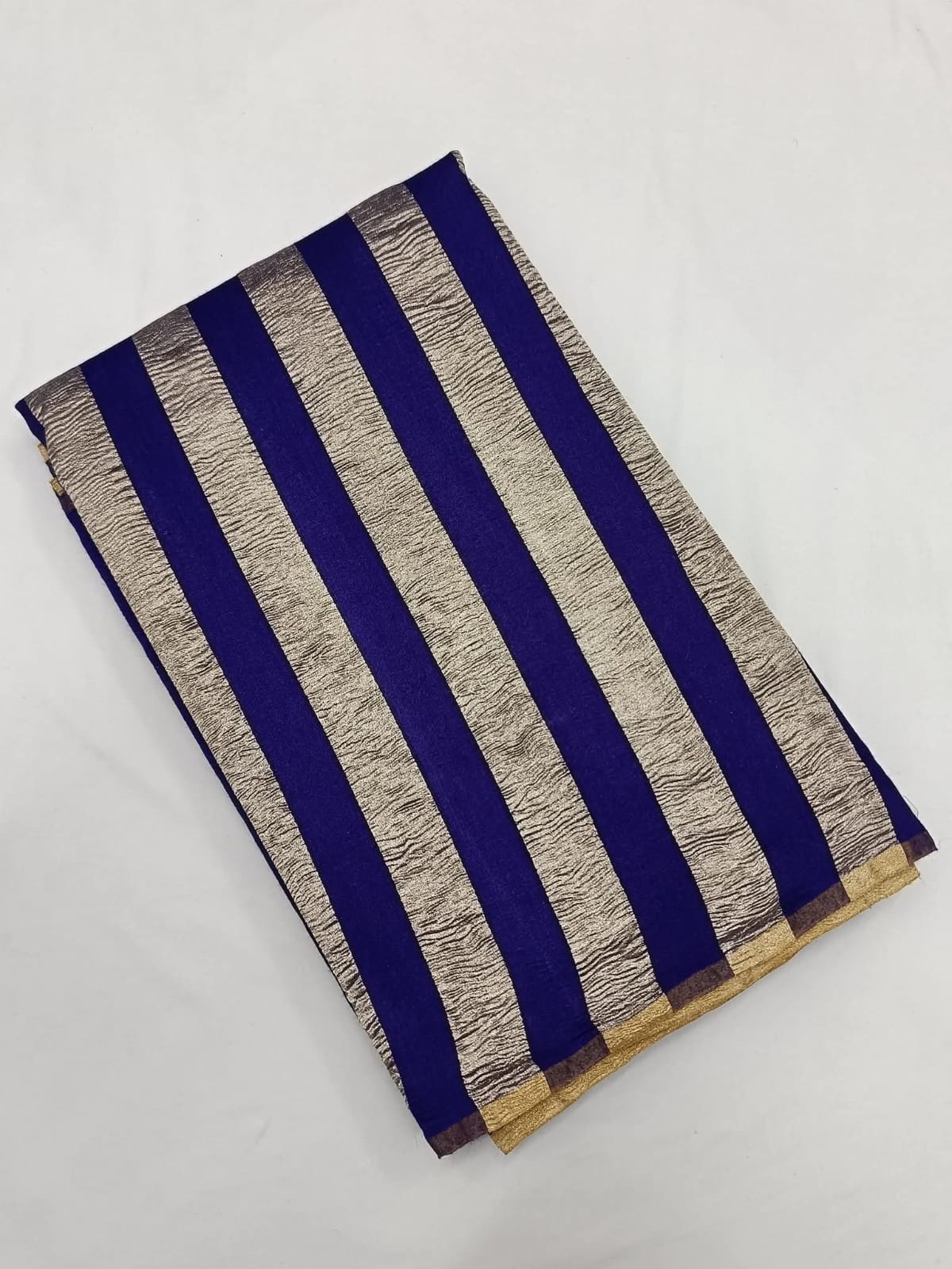 PURE TISSUE SILK LEHARIYA WEAVE BANARASI SAREE IN LUXE BLUE