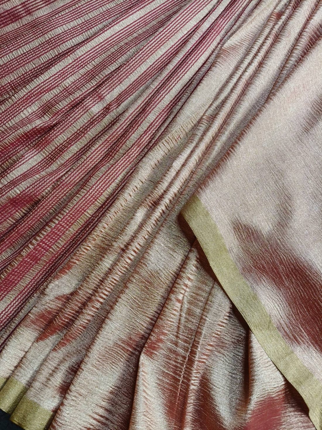 PURE TISSUE SILK LEHARIYA WEAVE BANARASI SAREE IN LUXE PINK
