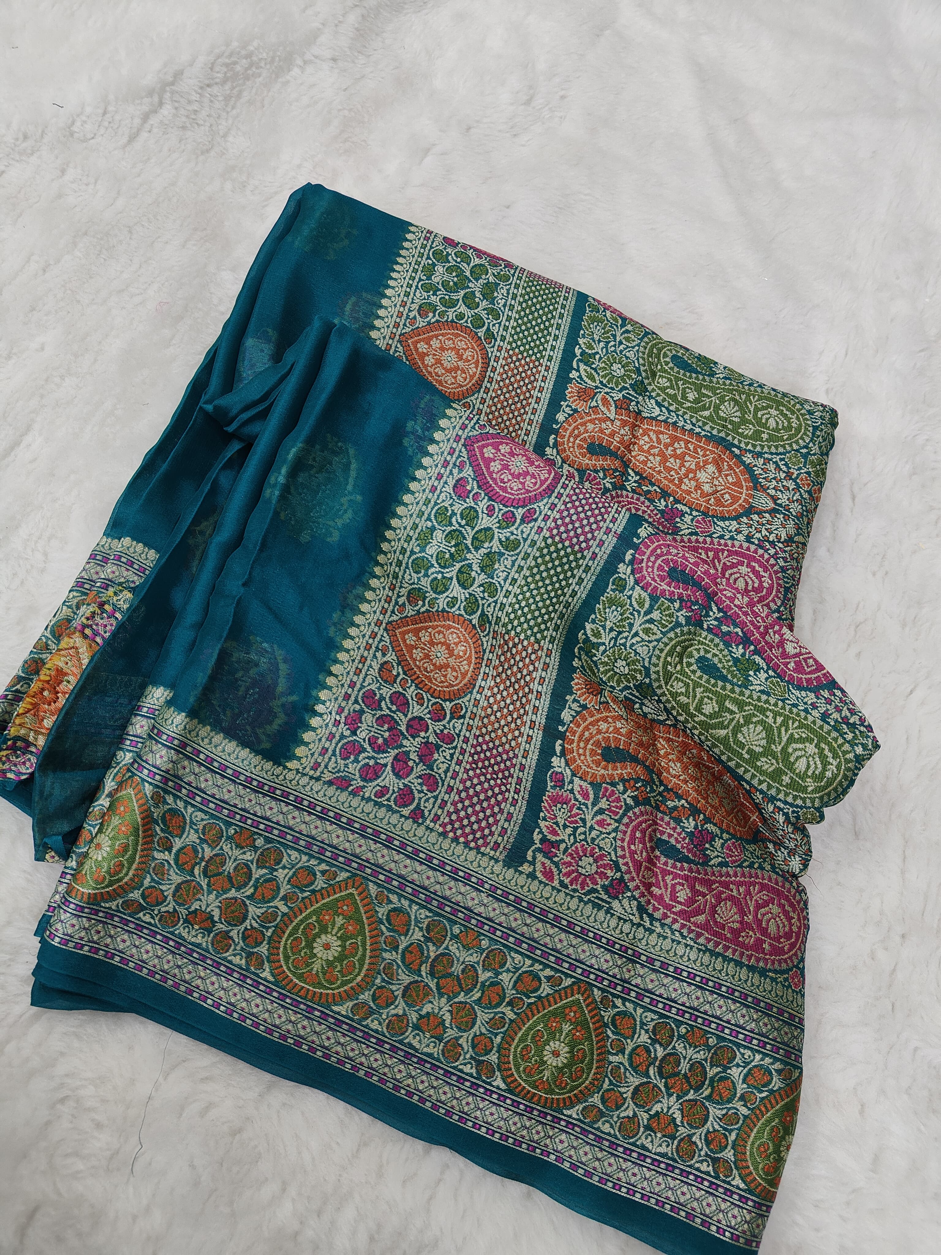 PURE CHIFFON SILK BANARASI SAREE TESTED ZARI WOVEN WORK