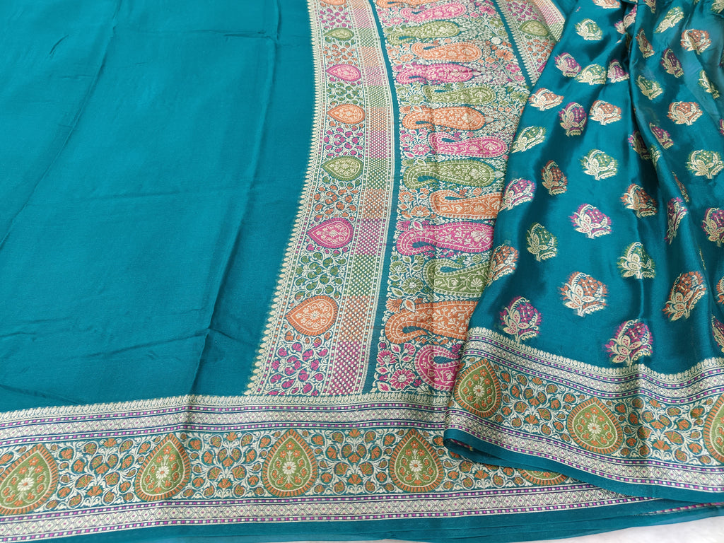 PURE CHIFFON SILK BANARASI SAREE TESTED ZARI WOVEN WORK