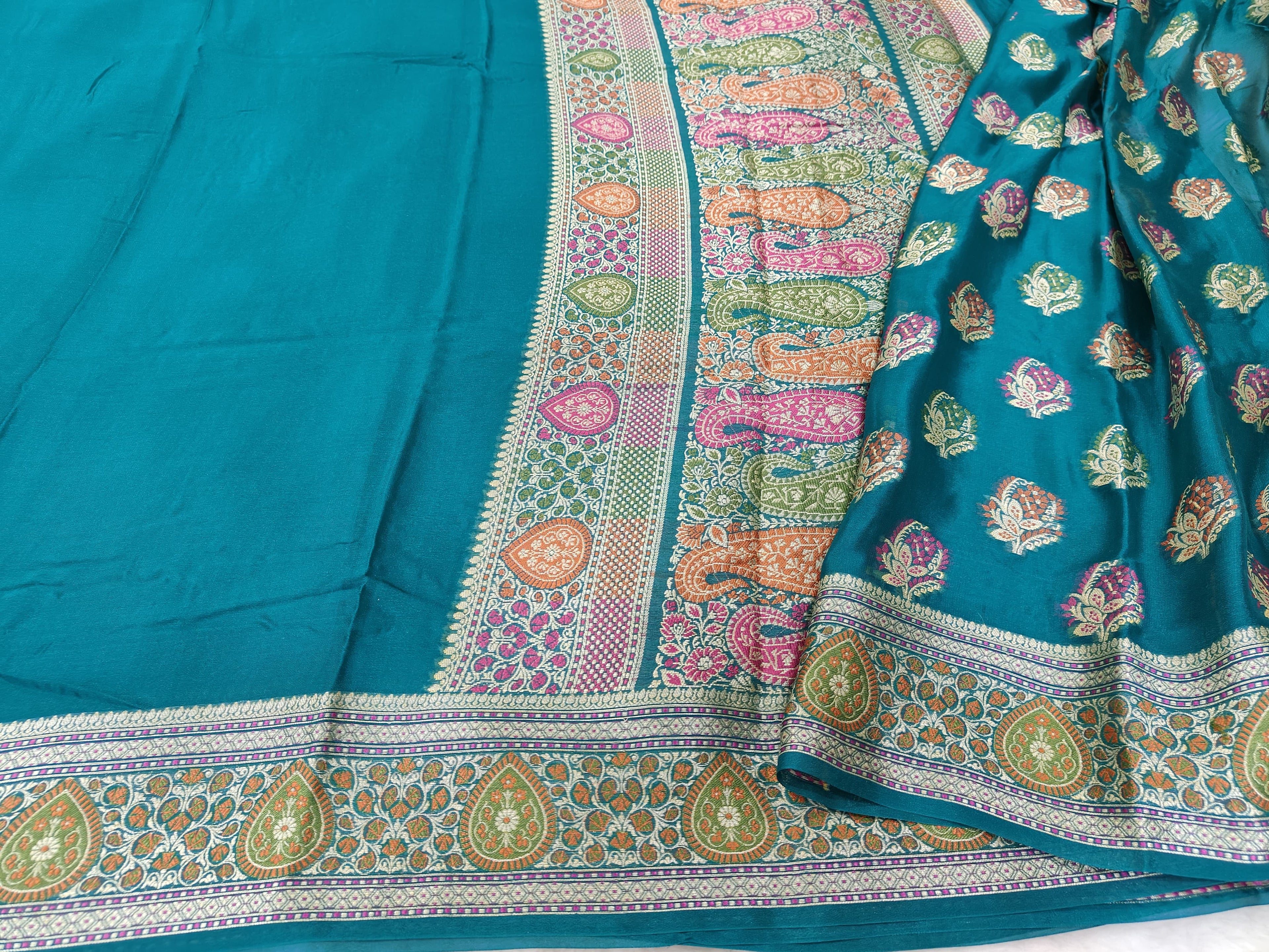 PURE CHIFFON SILK BANARASI SAREE TESTED ZARI WOVEN WORK