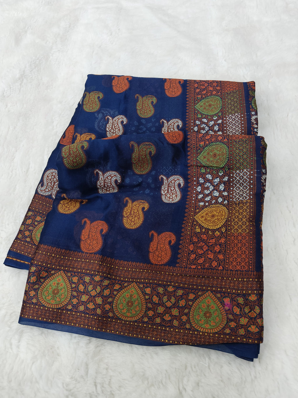 PURE CHIFFON SILK TILFE MEENA BUTI BANARASI SAREE- RAMA GREEN