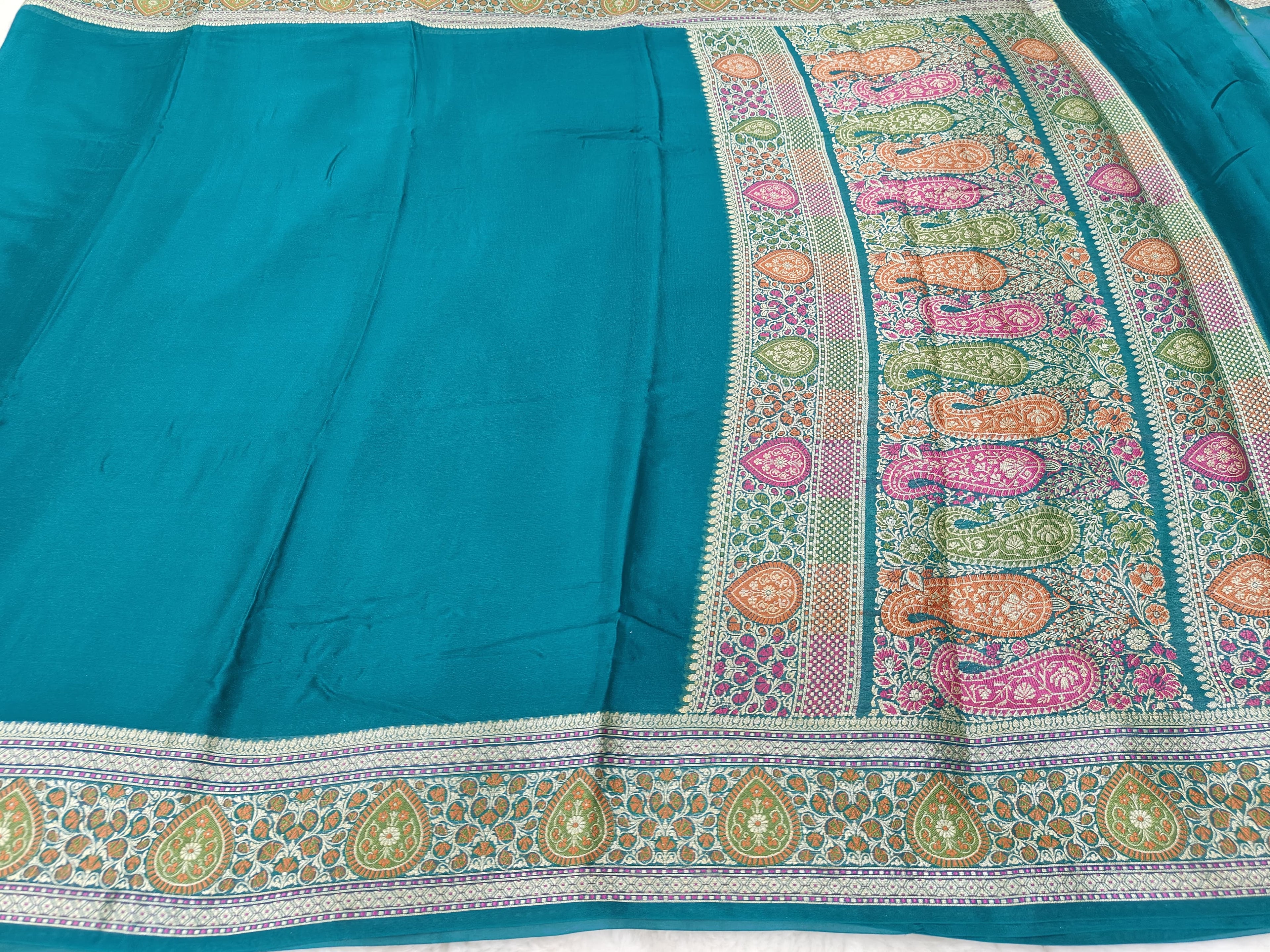 PURE CHIFFON SILK BANARASI SAREE TESTED ZARI WOVEN WORK