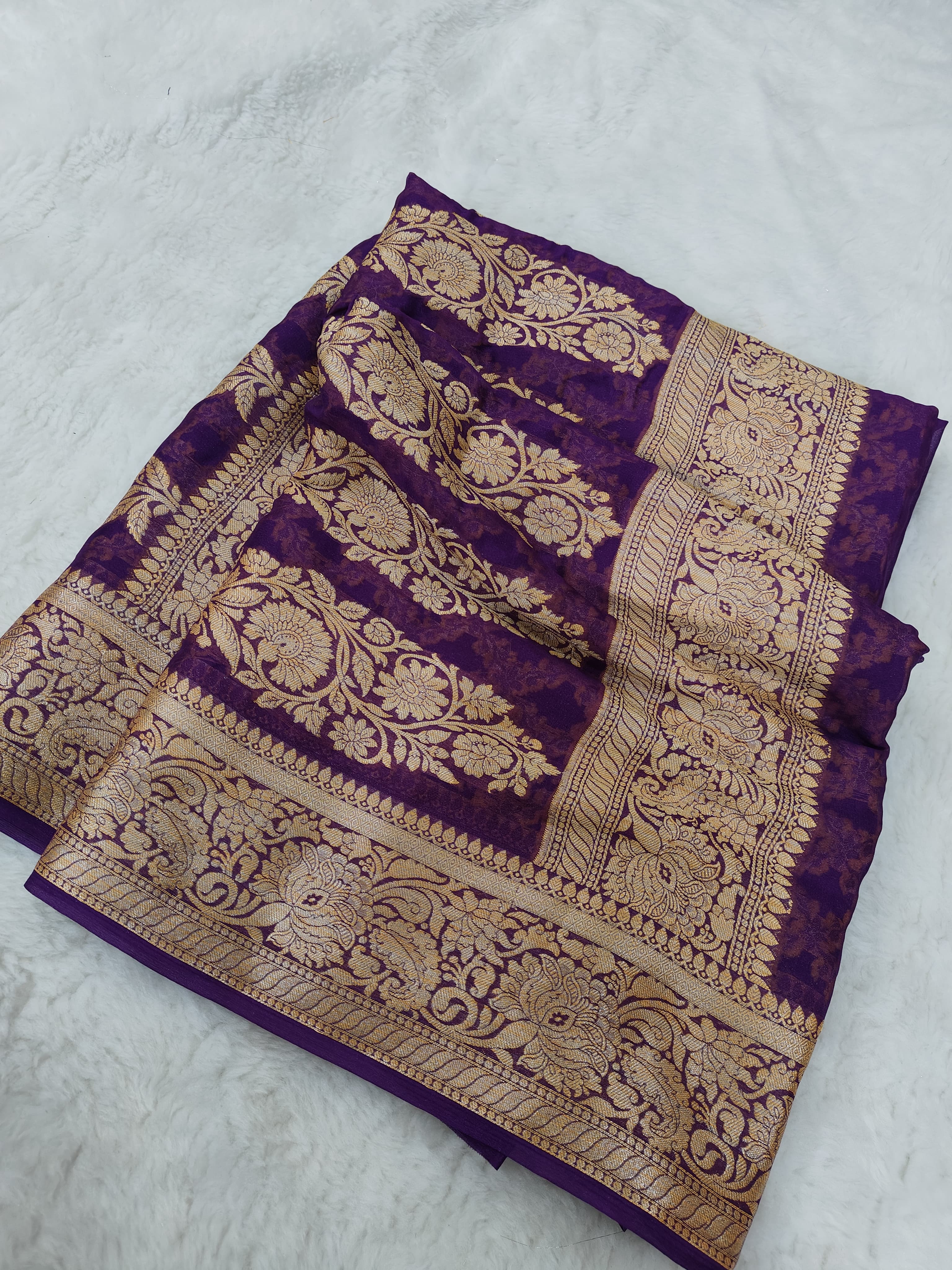 PURE CHIFFON SILK BANARASI SAREE TILFEE MEENA WORK/